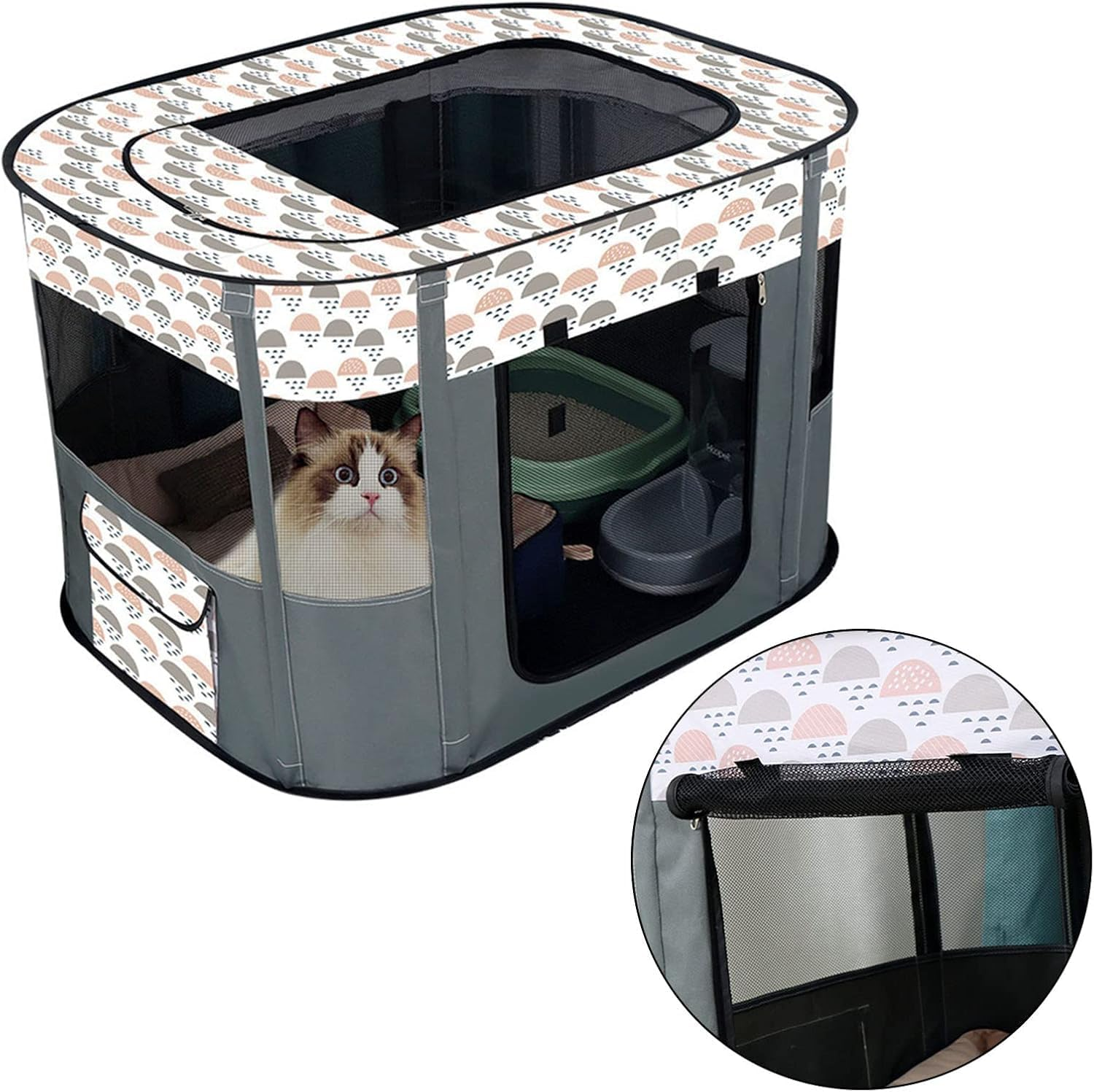 LMSNE Portable Pet Playpen for Dog/Cat/Puppy Exercise Kennel Dogs Cats Indoor/Outdoor,Waterproof&Breathable, Indoor Outdoor Travel Camping Use.