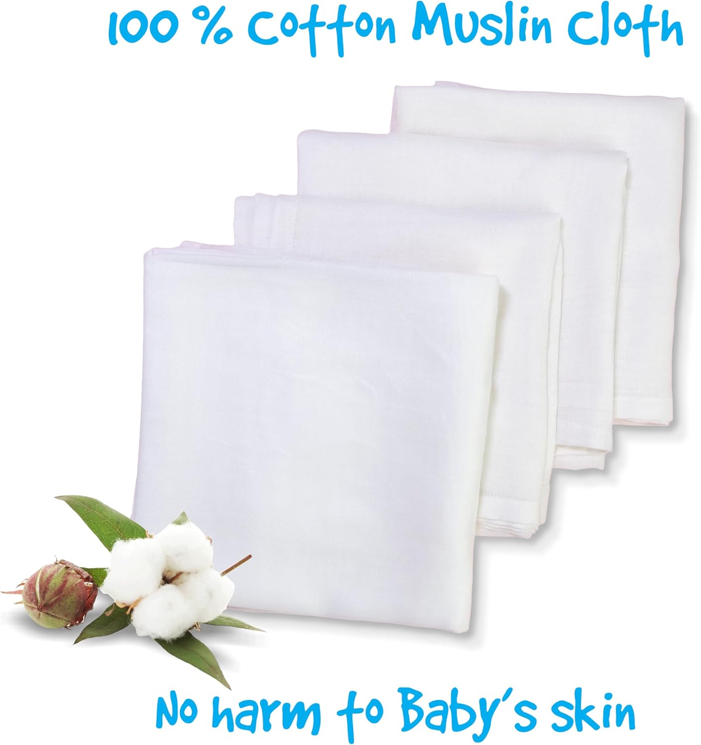 FT Fashion Track - Muslin Cloths for Baby - Muslin Squares &ndash; Soft Muslin Wash Cloths, Baby Swaddle - Baby Essentials for Newborn (66 X 66 Cm, Pack of 6) image number 1