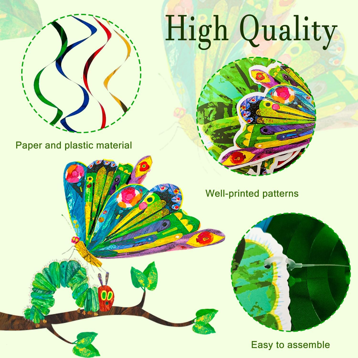 The Very Hungry Caterpillar Hanging Swirl, 20Pcs Hungry Caterpillar Birthday Hanging Swirl for Birthday Decorations Supplies image number 5