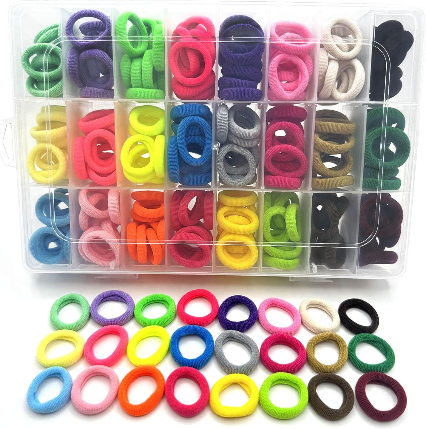 288 Pcs Baby Hair Ties,Seamless Cotton Hair Ties No Damage, Multicolor Small Hair Bands for Little Girls and Kids, Soft Hair Elastic Ponytail Holders, Toddler Hair Accessories (24 Colors)