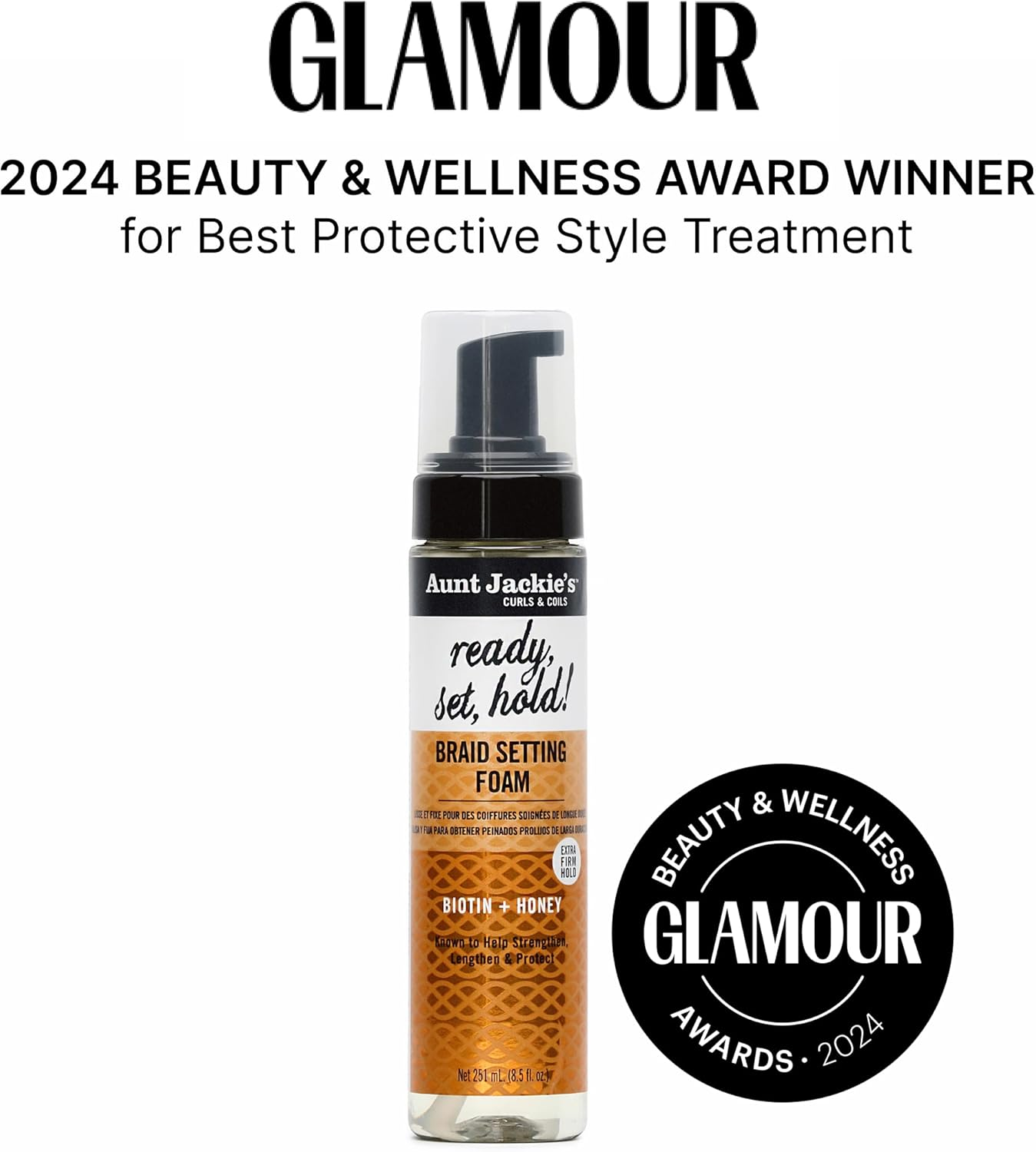 Aunt Jackie'S Ready Set Hold Braid Setting Foam with Biotin and Honey, 213 Ml image number 5