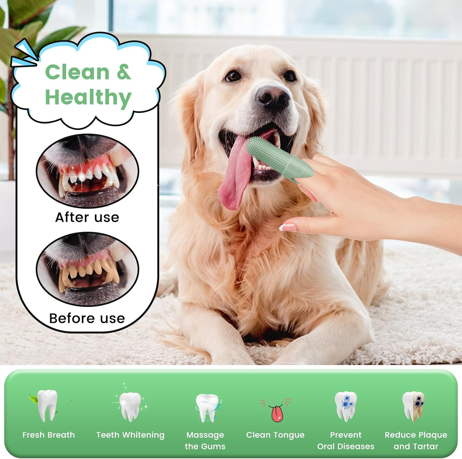 4 Pack Dog Toothbrush, 360&deg; Cleaning Finger Brush for Dogs Teeth, Food Grade Silicone Pet Toothbrush Fits Most Fingers, Puppy Toothbrush for Dogs & Cats Dental Care image number 4