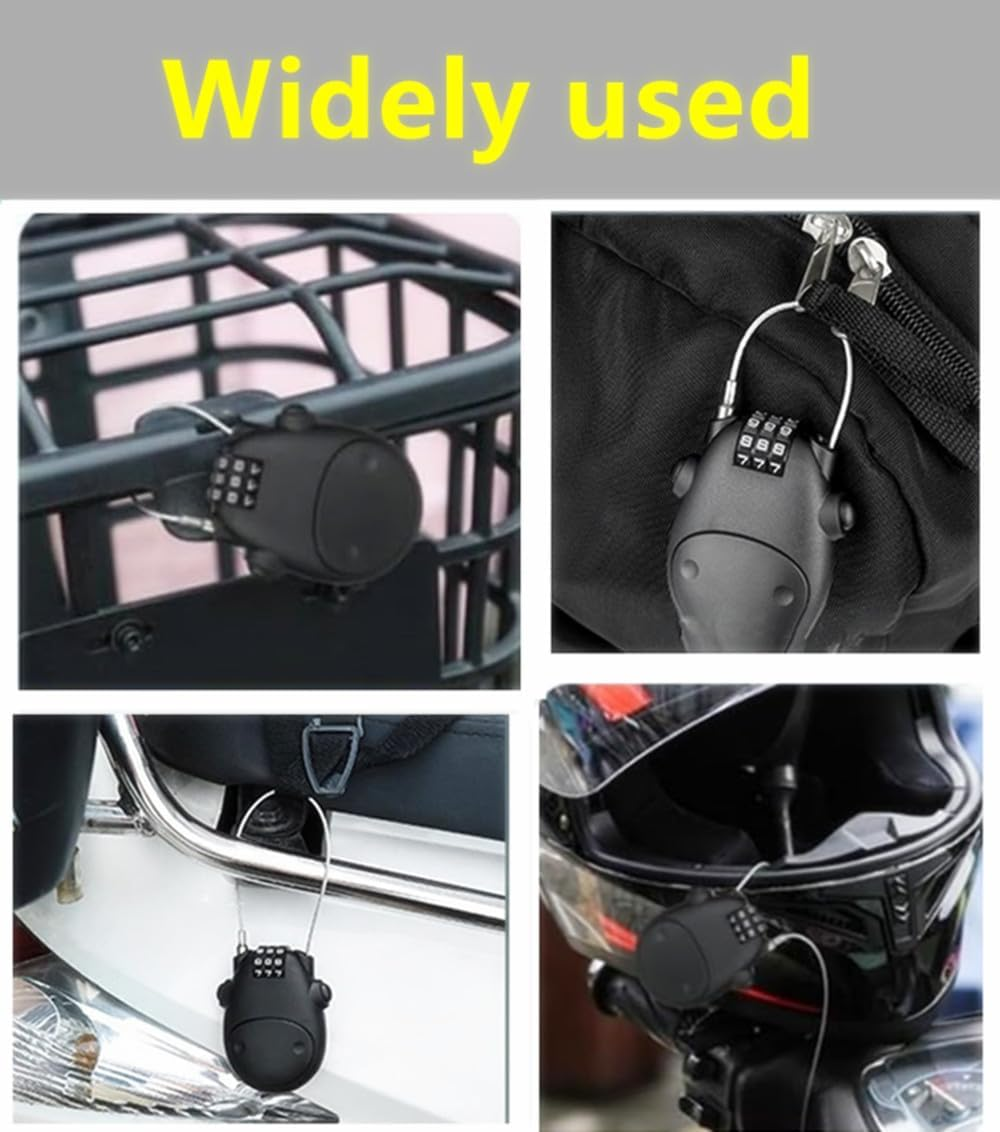 Anti-Theft Telescopic Wire Lock, 3 Position Combination Cable Padlock,Security Password Lock,Portable Padlock Locks for Luggage Locker, Wardrobe, Gym Locker,Motorcycle Helmet image number 4