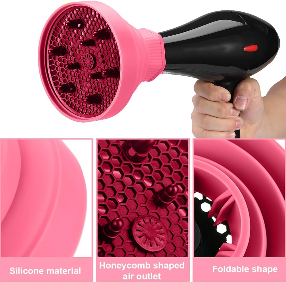 JAWUZ Universal Curly Hair Diffuser, Curly Hair Diffuser, Silicone Attachment Diffuser, Folding Diffuser Attachment Hairdryer Curls Universal (C) image number 3