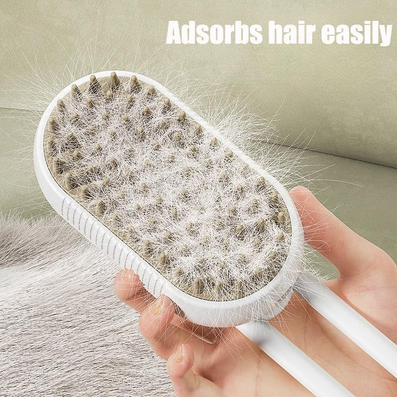 3-In-1 Steamy Cat Brush, Rechargeable Pet Grooming Brush with Cooling Spray, Self-Cleaning Silicone Bristles, and Massage Function for Removing Loose and Tangled Hair, for Cats and Dogs image number 3