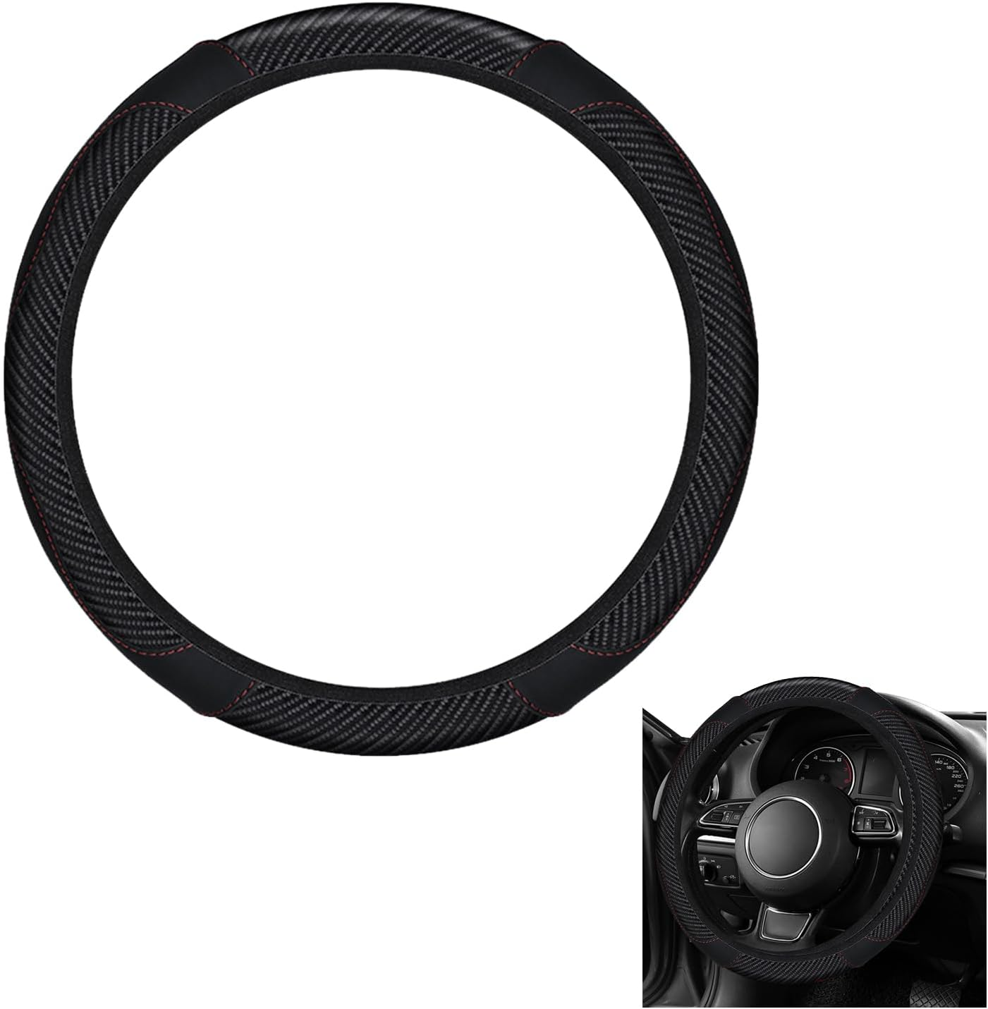 Universal Microfiber Leather Car Steering Wheel Cover - Breathable, Anti-Slip, Odorless Design for 14.5-15 Inch Steering Wheels - Premium Quality Accessory for Men and Women image number 2