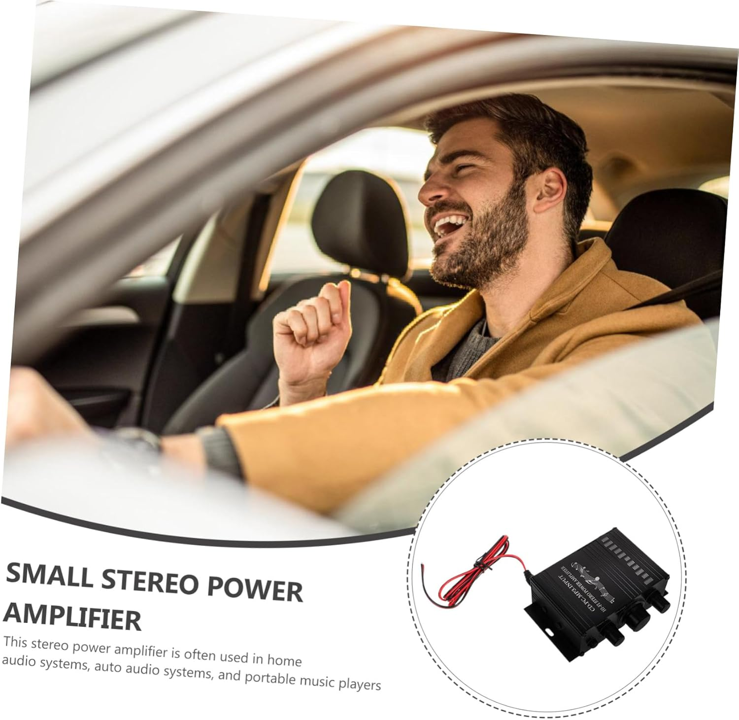 PLAFOPE Mini Audio Amplifier Stereo Amp for Car and Home Speakers, Portable Black Mini Power Amplifier with Dc Cable for Motorcycle and Computer Use image number 5