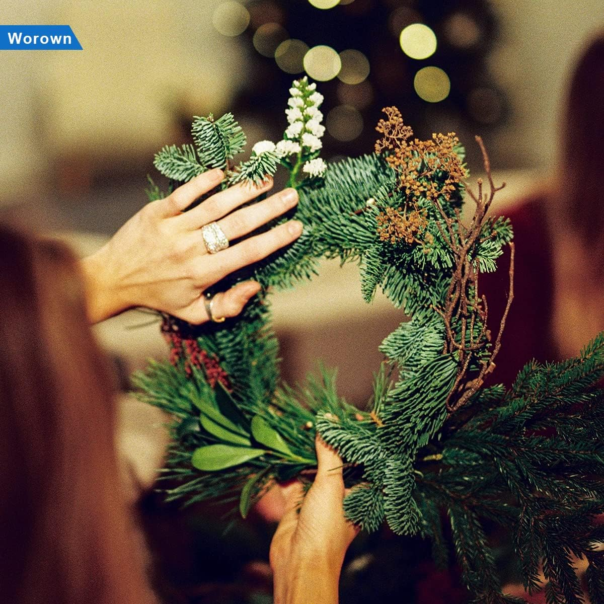 Worown 6 Pcs 20Cm Natural Grapevine Wreaths Vine Branch Wreath Rattan Wreath for DIY Christmas Craft, Front Door Wall Hanging, Wedding and Party Decors image number 2