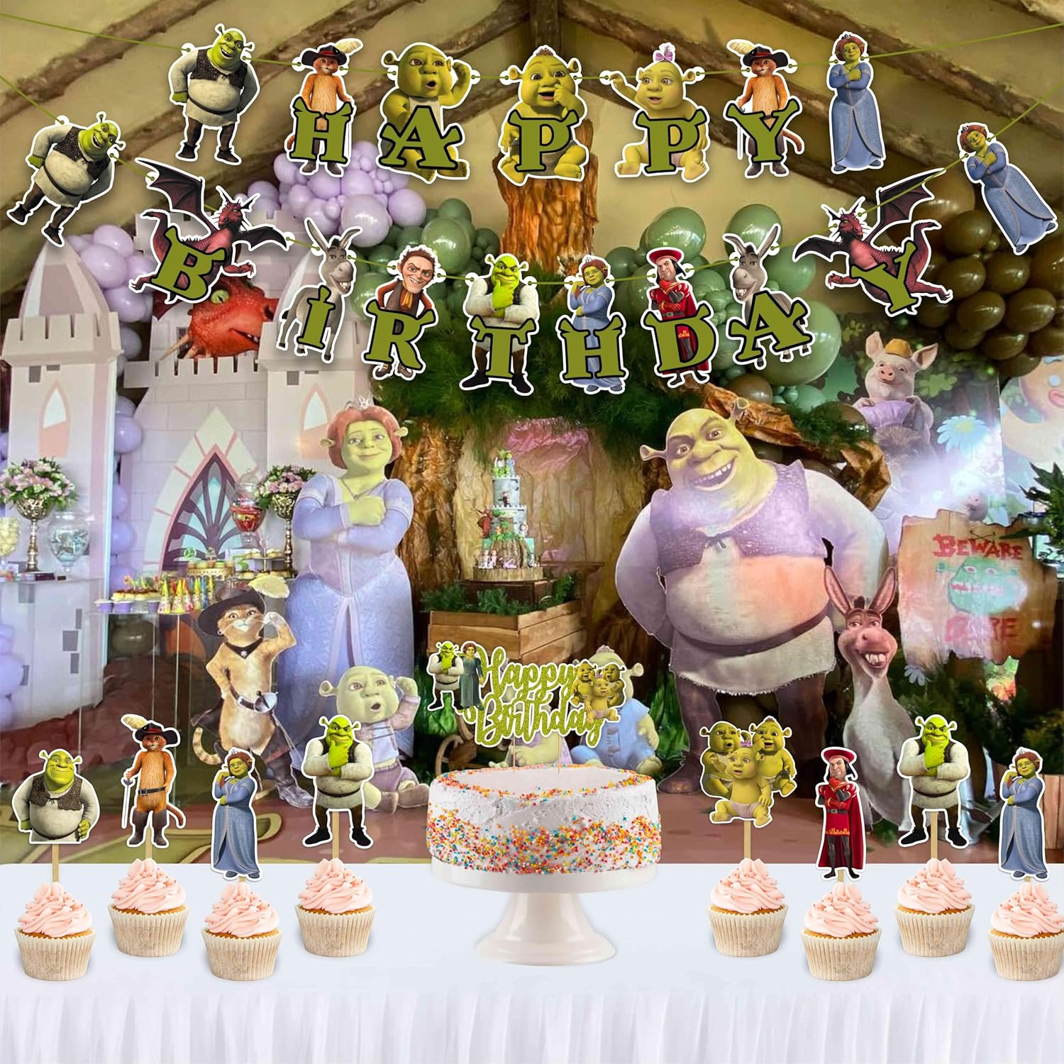 Shrk Theme Birthday Party Supplies &ndash; Fun Ocean & Shrk-Themed Decorations, Includes Plates, Banners, Balloons & More for Boys & Girls Parties image number 5