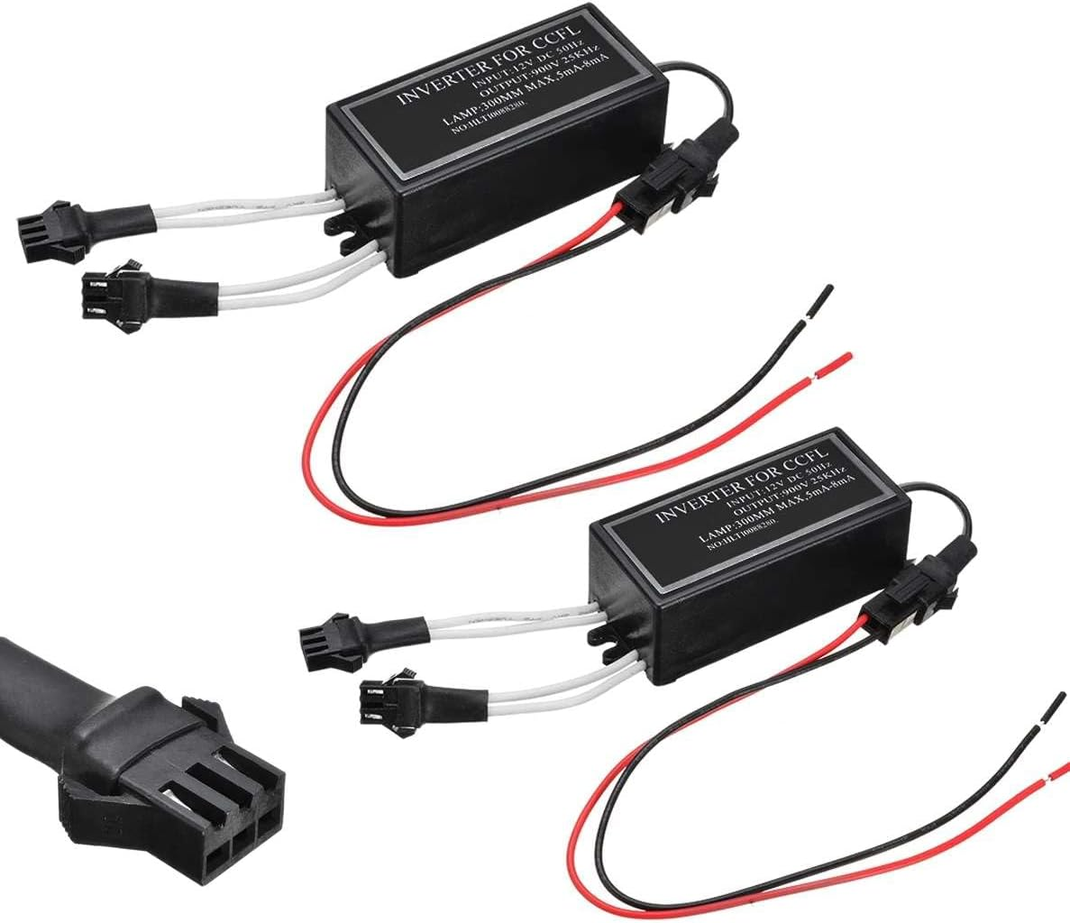 Ijdmtoy Pair Replacement Dual-Connector CCFL Inverters Compatible with CCFL Cold Cathode Fluorescent Lamp Headlight Halo Angel Eyes Kit image number 1
