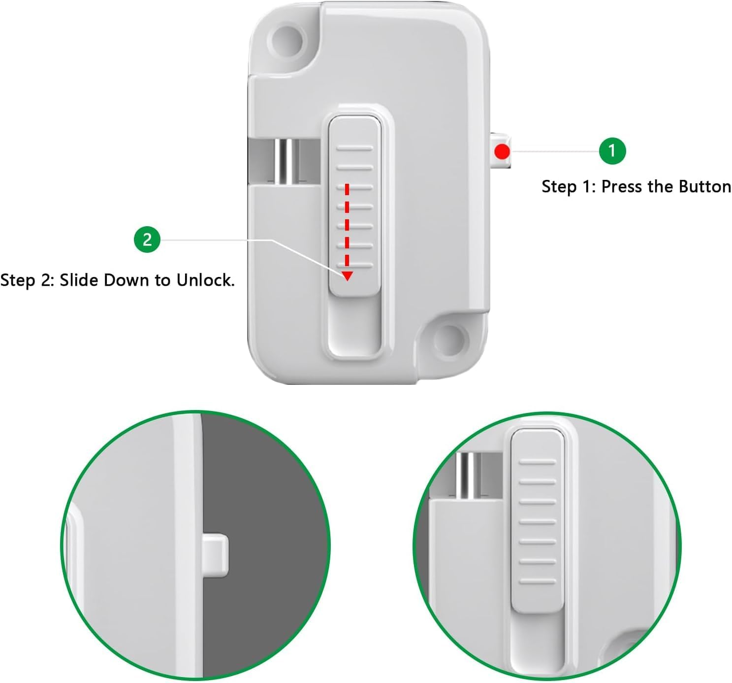 Window Locks Pets Child Safety, 2 Pack Adjustable Window Restrictors with Stainless Chain, Heavy Duty Combination Fridge Door Lock, Child/Baby Safety Proofing Lock for Cabinets, Closets, Drawers, Window and More, Easy Install and Use image number 3
