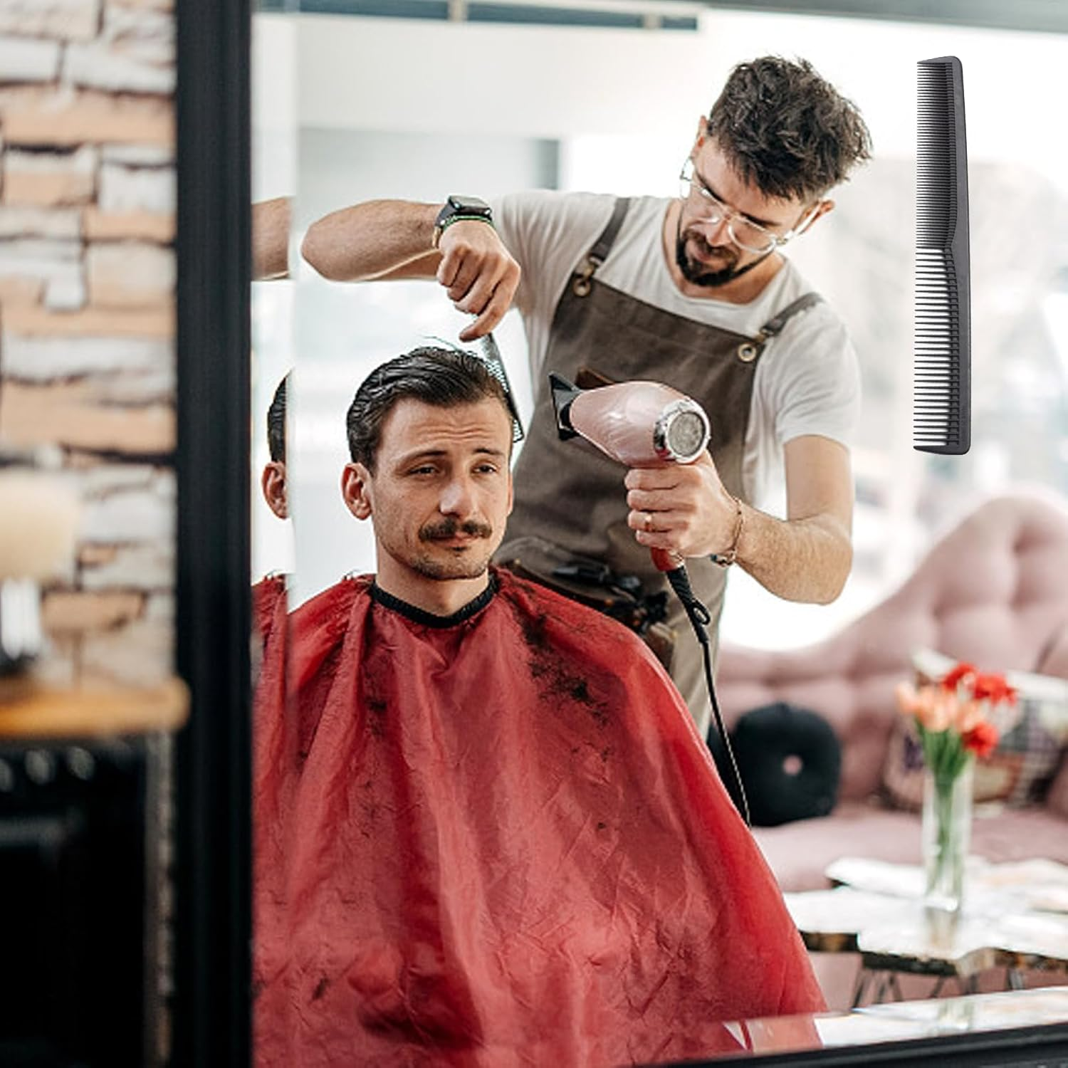 LIANRISES 2Pcs Cutting Comb, Hair Comb Fine Tooth, Barber Comb for Women and Mens Hairdressing Comb, Heat Resistant anti Static, Coarse Fine 2 Teeth image number 5