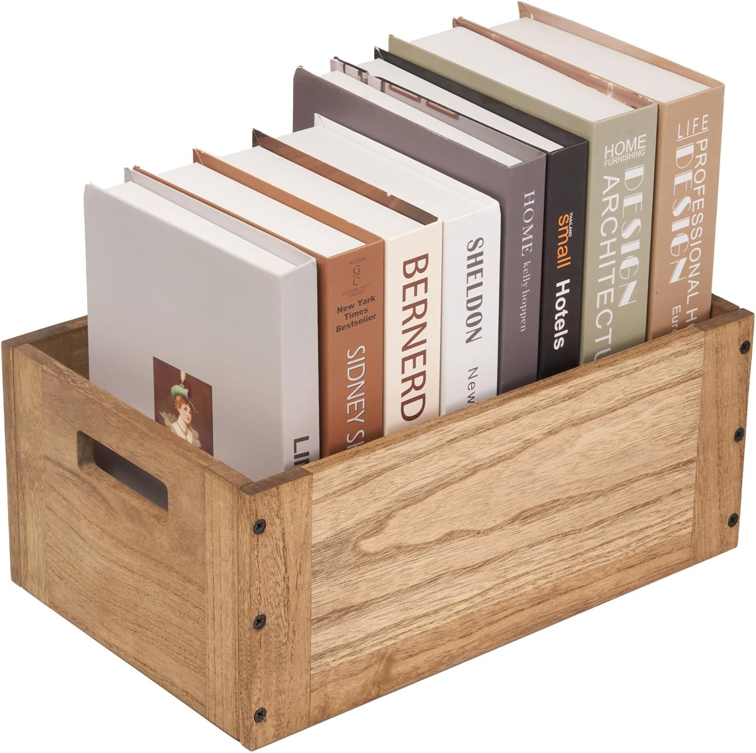 KIRIGEN Stackable Wood Storage Cube /Basket/ Bins Organizer for Home Books Clothes Toy - Modular Open Cubby Storage System - Office Bookcase Closet Shelves C15-DBR