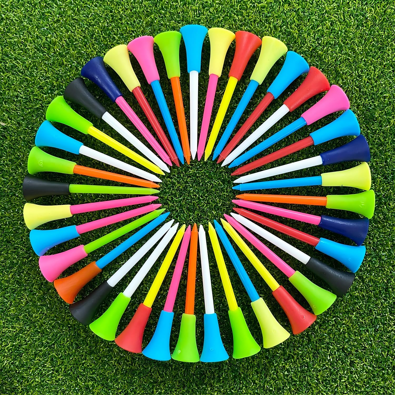 50 Pcs Durable Rubber Cushion Top Golf Tees, (3-1/4, 83Mm) Premium Plastic Golf Tees, Excellent Durability and Stability Tees, Mixed Colors, Golf Training Accessories, Golfer or Family image number 6