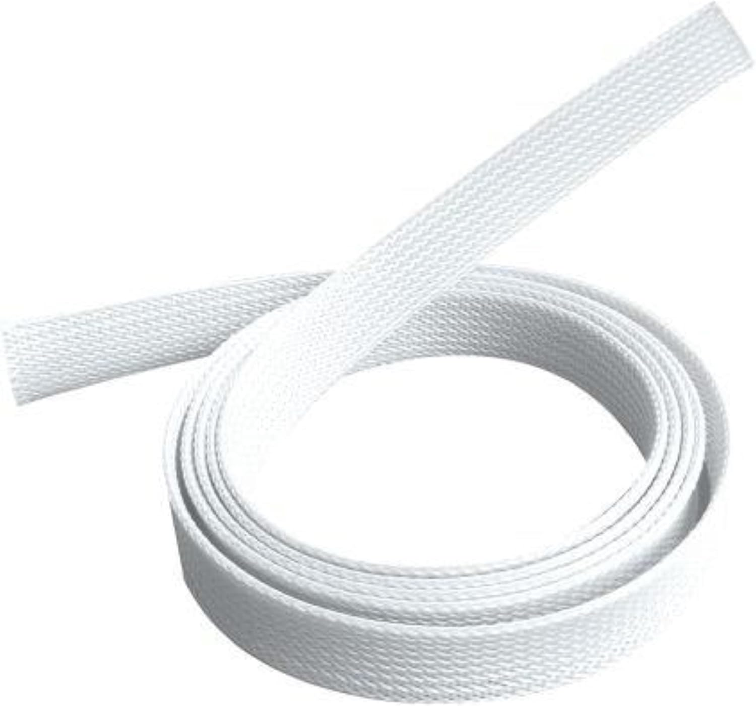 Brateck Braided Cable Sock, White, 20 Mm