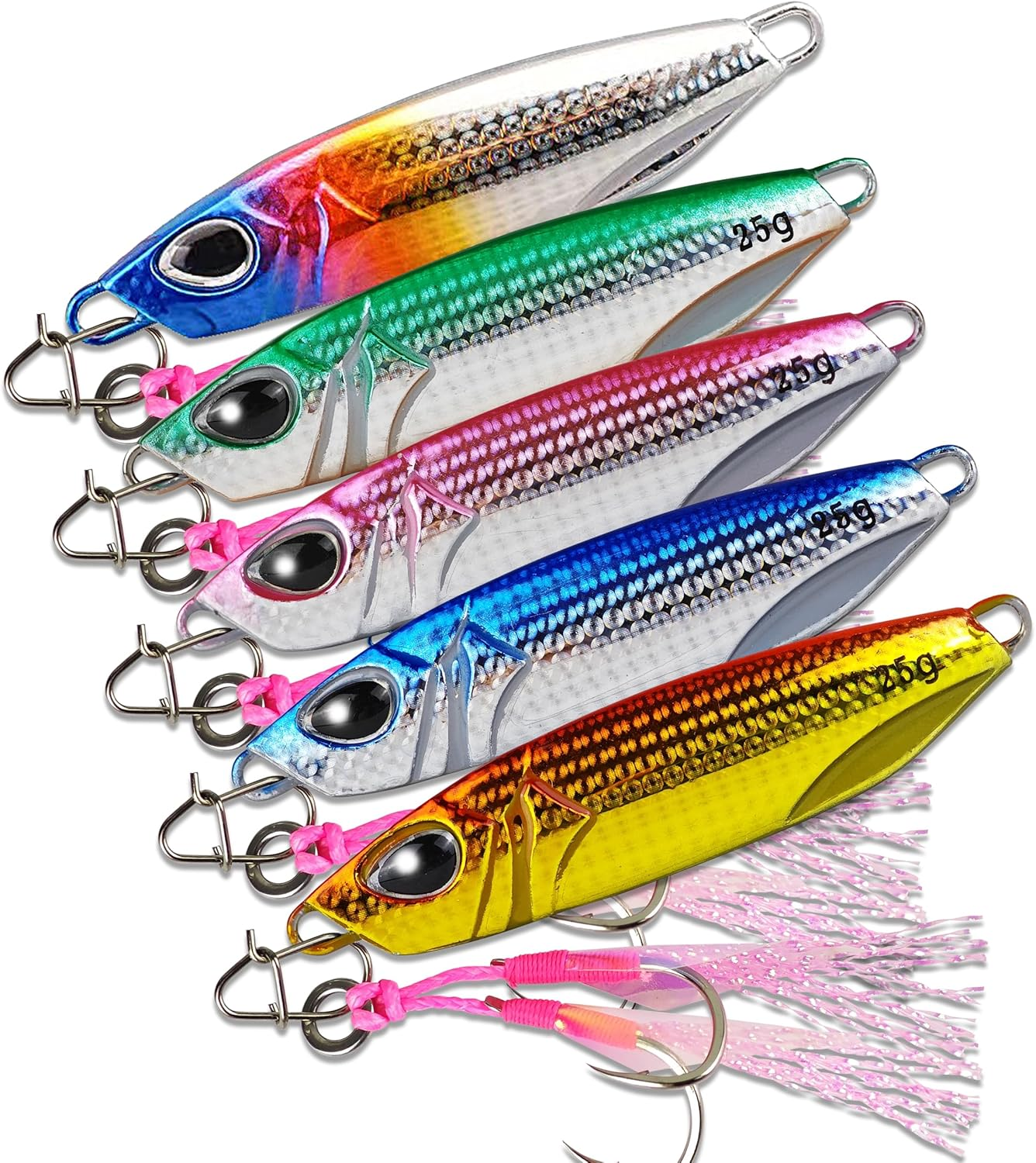 Keencatch 5PCS Fishing Jigs Kit, Great-Action Saltwater Fishing Lures to Catch More Fish, Long Cast Slow Pitch Jig Perfect for Jigging and Surfing image number 3