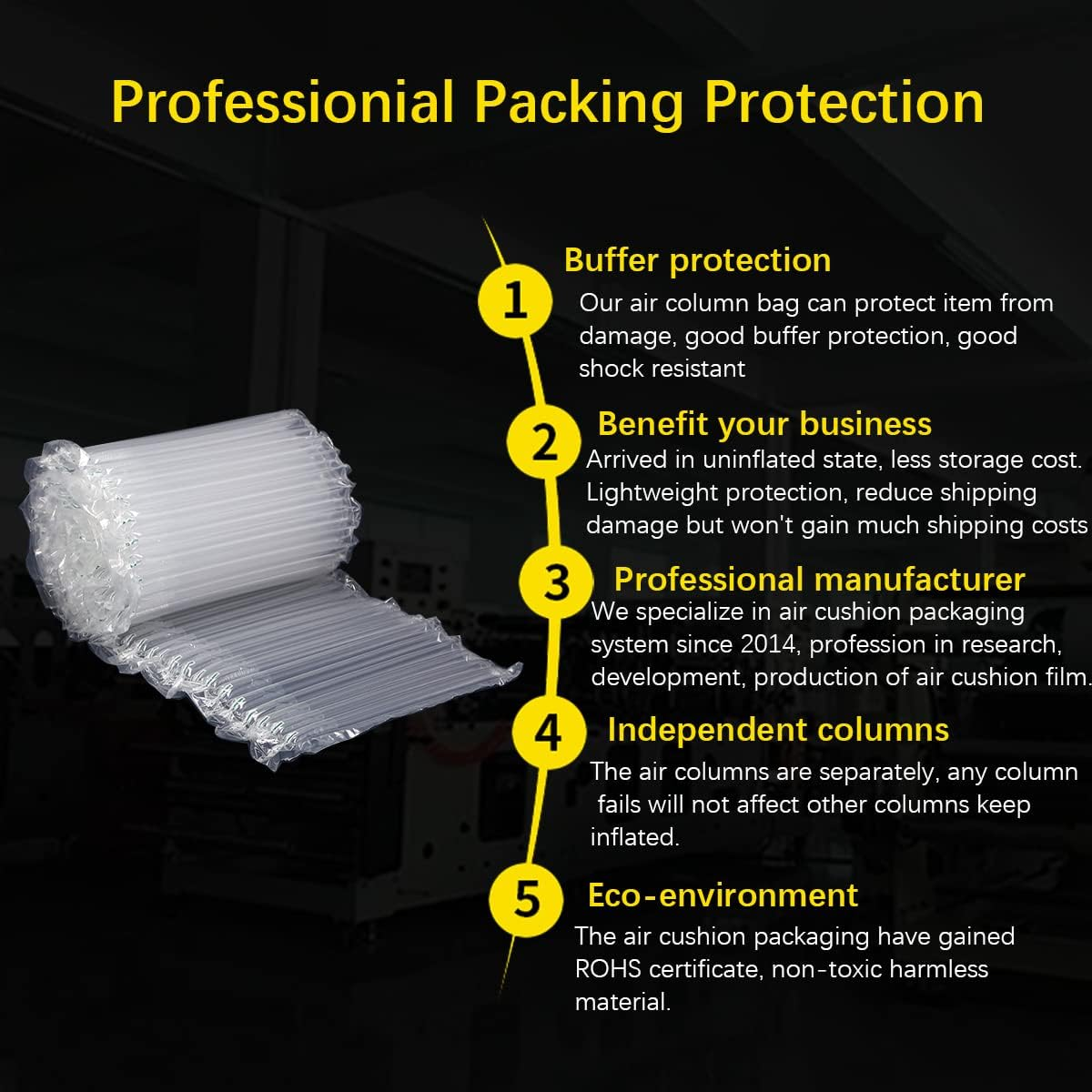 Bubble Cushioning Wrap Roll, 11.8 Inch X 164 Feet Inflatable Air Column Wrap for Heavy Duty Packing and Shipping 50 Microns Thick and Strong Large Air Bubbles for Moving Fragile Items image number 6