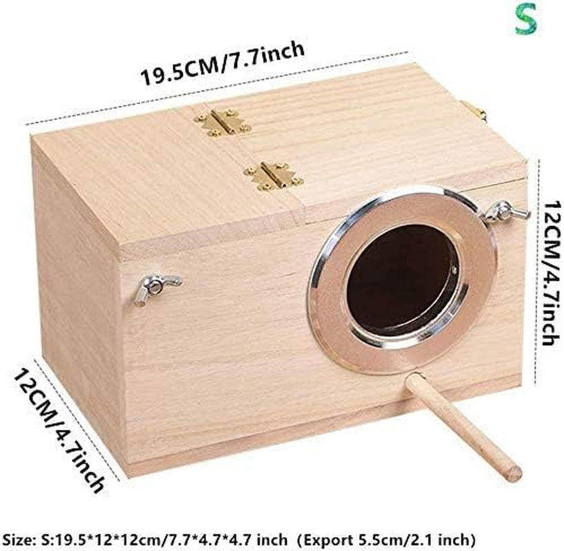 ROROUP Parakeet Nesting Box, 19.5X12X12Cm Natural Wood Bird Nest Breeding Box Cage, Small Bird House Breeding Box for Lovebirds, Budgie Lovebirds, Cockatiel, Parrots Mating, Aviary image number 6