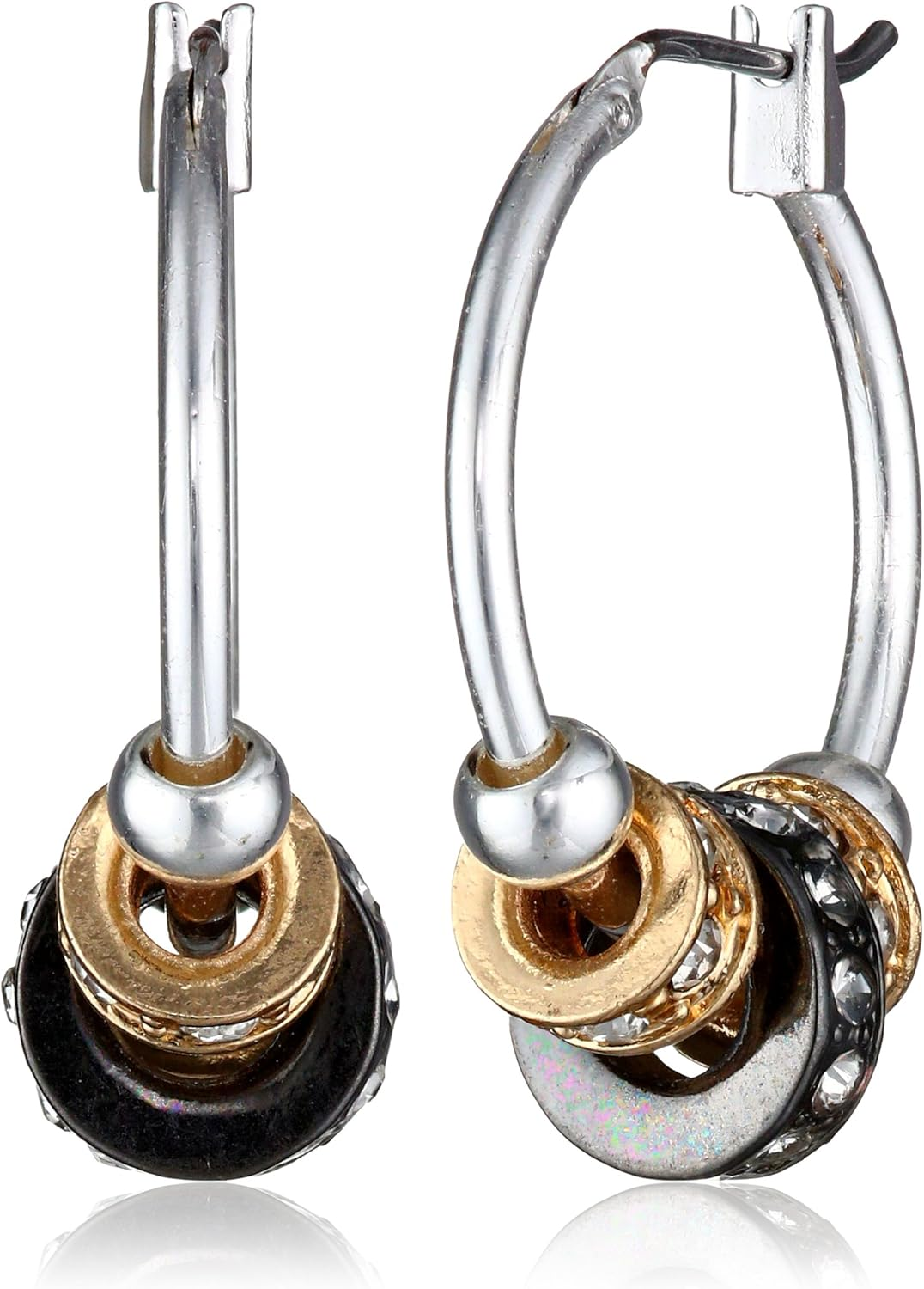 Nine West "High Stakes" Multi-Tone Petite Slider Hoop Earrings