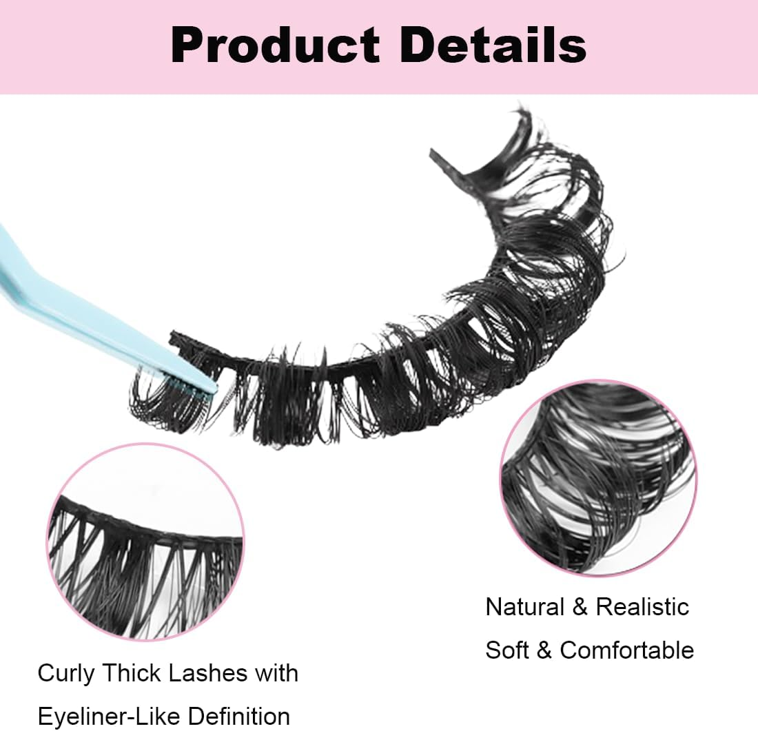 False Eyelashes Fluffy Lashes Strips Fake Eyelashes Natural Look Wispy Russian Lashes Extensions 10 Pairs image number 3