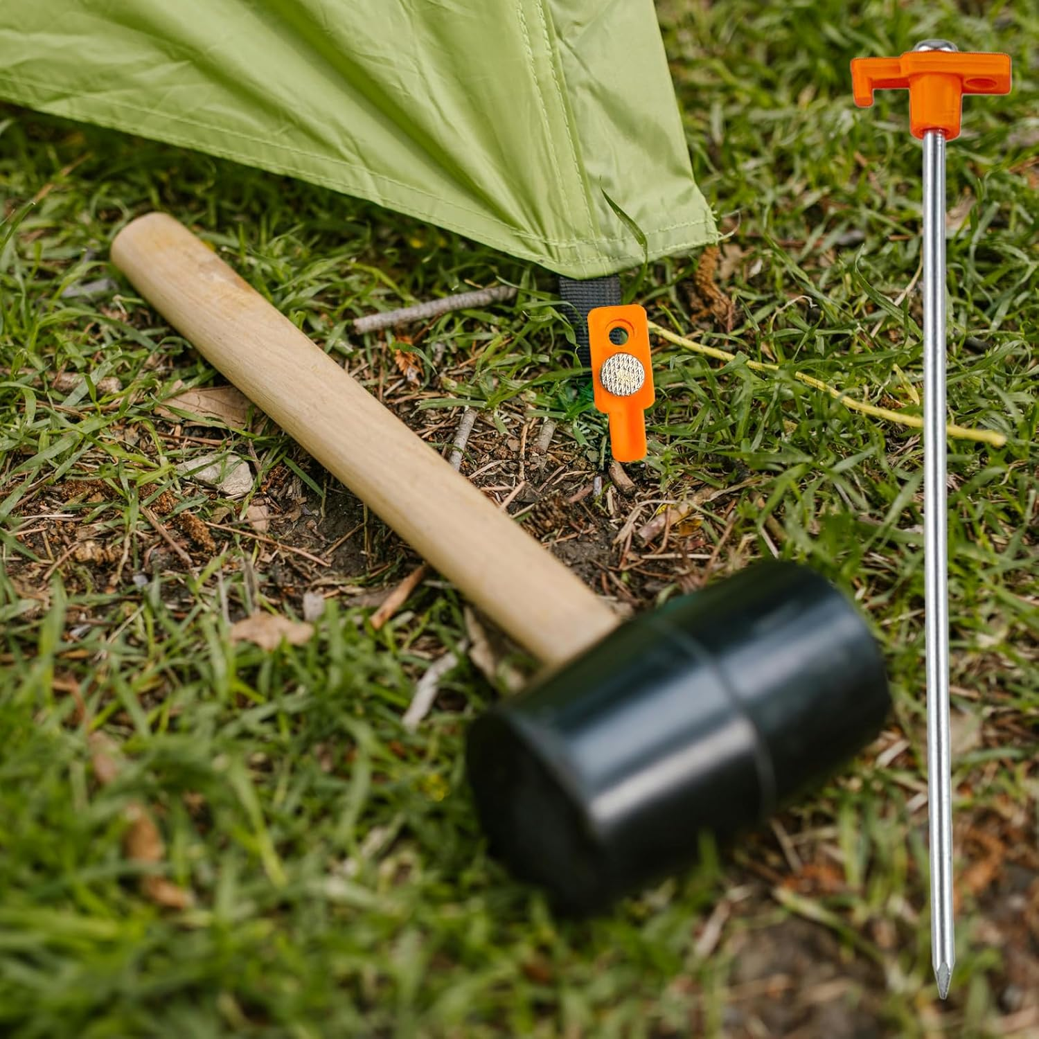 20 Pcs 25Cm Tent Pegs Heavy Duty Ground Stake for Camping, Galvanized Non-Rust Metal Tent Spikes Yard Stakes for Outdoor Canopy Garden Hiking -Orange - Organge image number 4