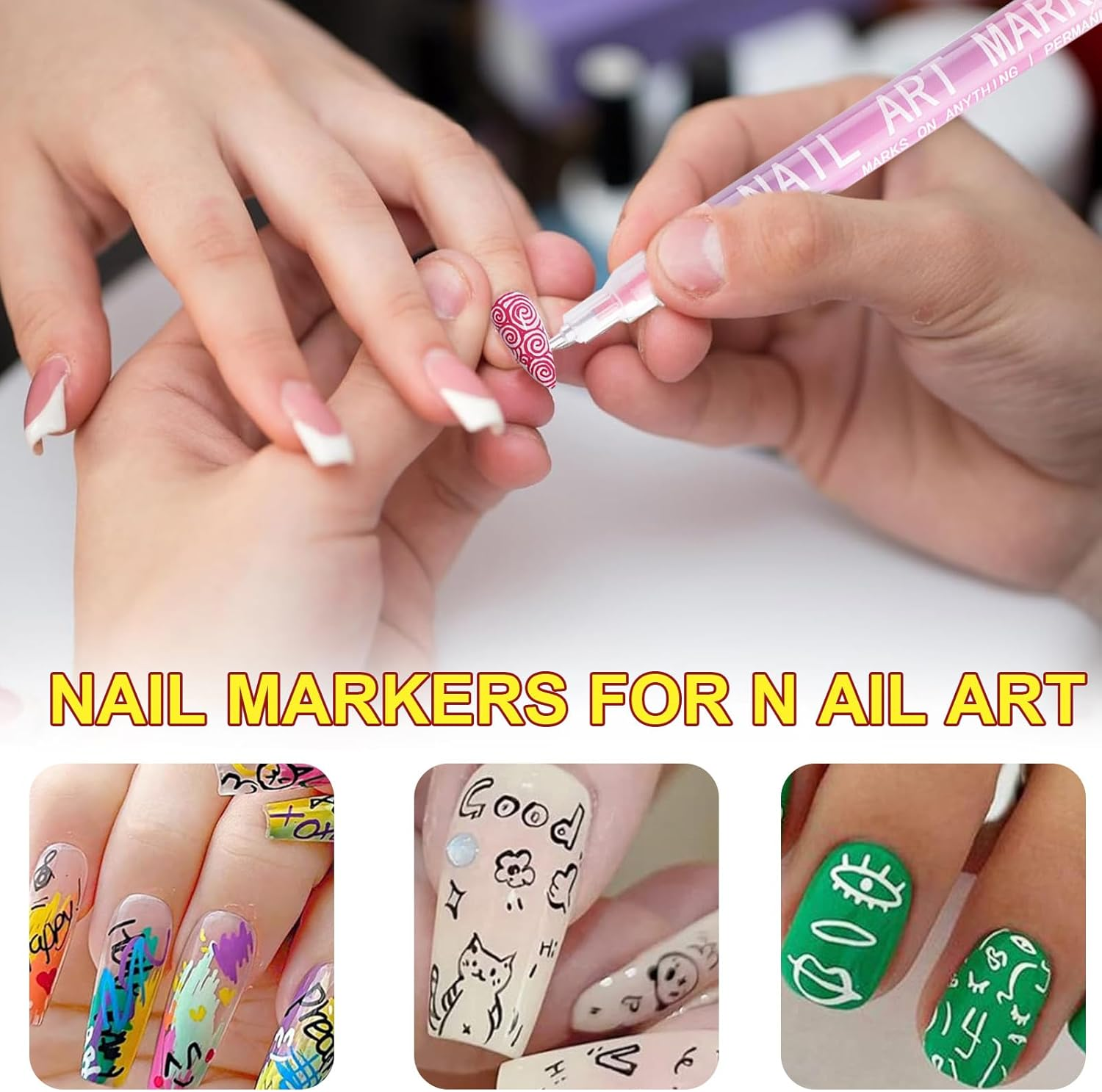 12 Colors Nail Arts Pens Set, Acrylic Nail Paint Pens Kit Quick Drying, 3D Gel Nails Polish Pen, Nails Art Drawing Pen, Fine Tip Graffiti Dotting Waterproof Nailpolish Drawing Kit for Home, Salon DI.Y image number 4