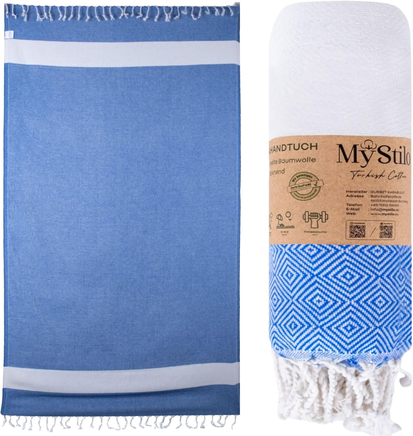 Mystilo Beach Towel Sauna Towel XXL - Thick, Soft Bath Towel 100 X 200 Cm, Quick-Drying - Premium Hammam Towel with Diamond Pattern for Men, Women (Royal Blue) - Fuchsia image number 6