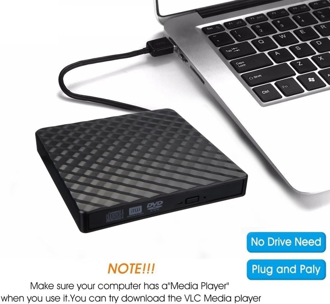 External CD/DVD Drive for Laptop, USB 3.0 Ultra-Slim Portable DVD CD ROM Rewriter Writer Duplicator for Laptop Desktop PC Windows 10/8/7 Macbook Mac Linux OS Apple image number 3