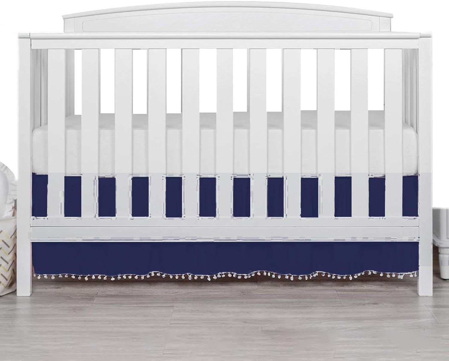 Mini Crib Skirt &ndash; Ruffled Design, Trim, Nursery Bedding | Soft Microfiber Fabric, Decorative Baby Bed Covering for Toddler Room Setup, Infant Sleep Space, Boys Girls Crib D&eacute;cor, 28X52 Inch Fit