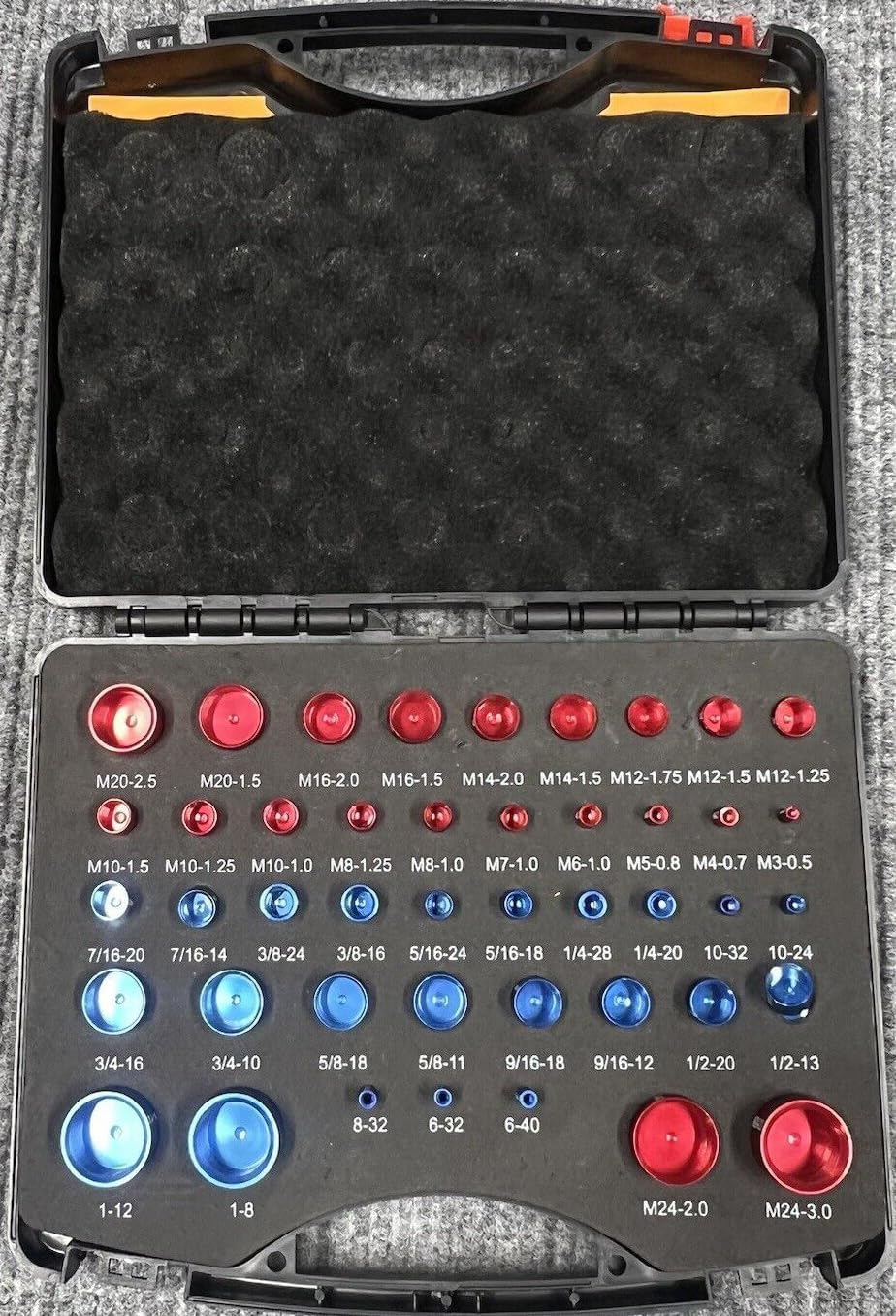 44Pcs Thread Checker, Inch & Metric Thread Gauge, Nut and Bolt Thread Identifier, Precise Nut Bolt Thread Checker, Male & Female, Machinist Tools with Tool Box PVC Case image number 1