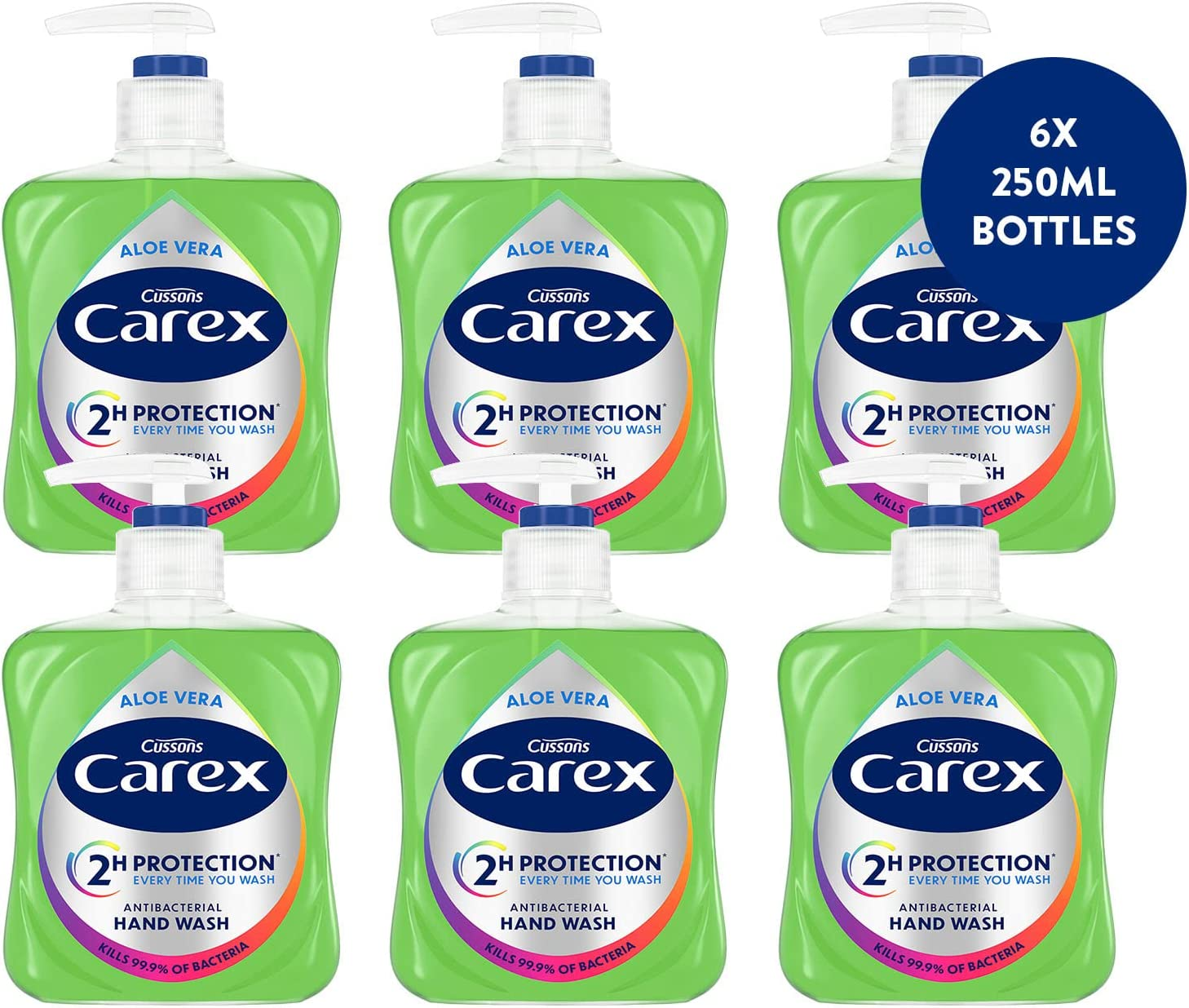 Carex Dermacare Aloe Vera Antibacterial Hand Wash Pack of 6, Cleansing Hand Soap That'S Gentle and Protects Hands, Antibacterial Soap with Added Moisturisers, Aloe Vera Soap, 250 Ml (Pack of 6) image number 4