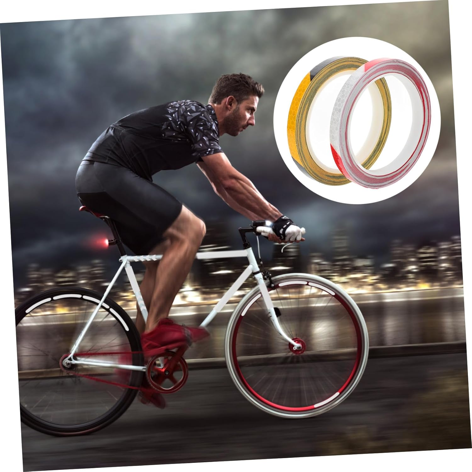 Toyvian 2 Rolls Motorcycle Reflective Tape Adhesive Warning Strips with High Visibility Glossy Finish for Bikes Electric Bikes Motorcycles Easy to Install Decorative Safety Stickers image number 6