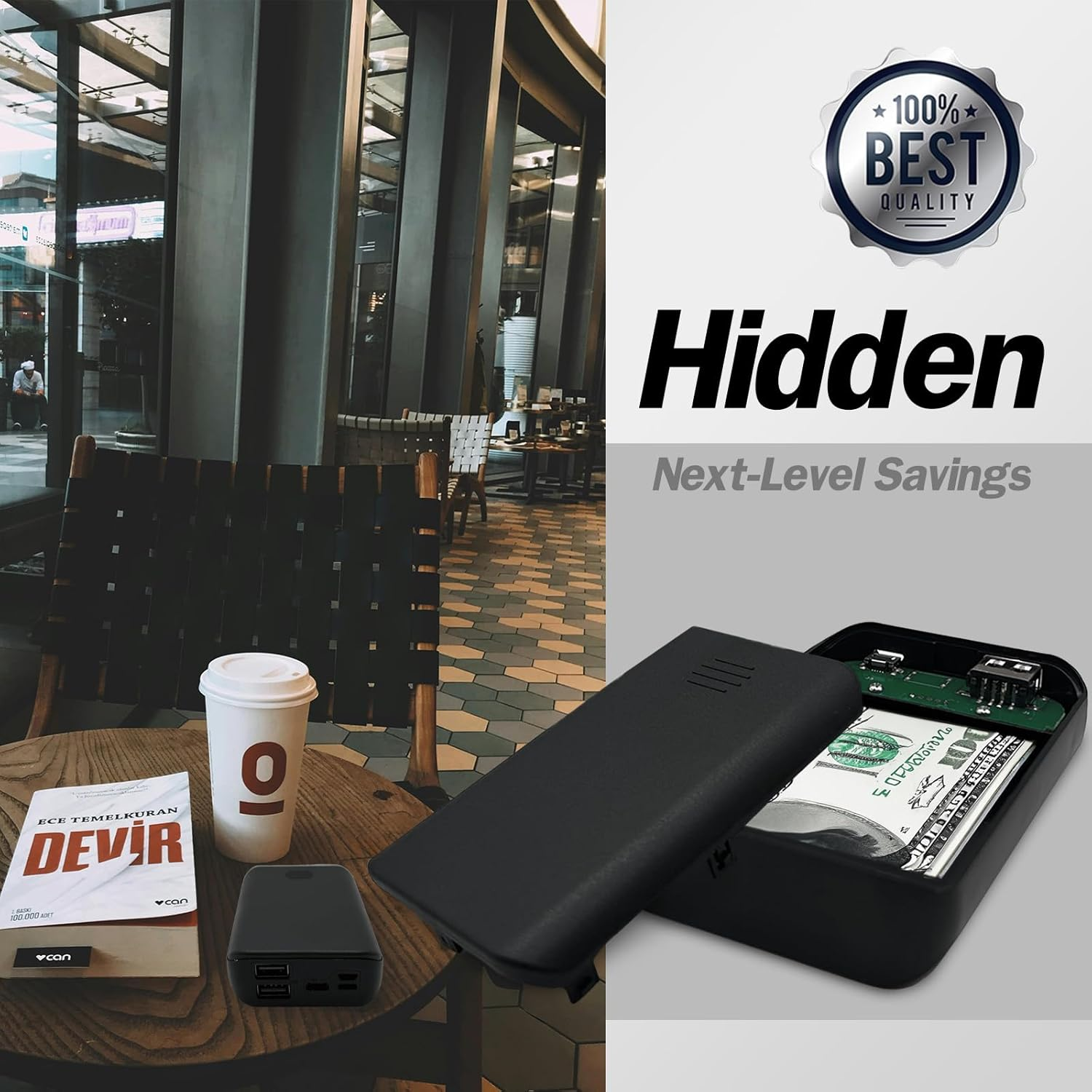 Diversion Safe Power Bank - Hidden Storage Compartment for Valuables, Secret Safe, Fake Power Bank for Safe Security, Portable Hiding Device, Ideal for Travel, Home, and Office image number 5