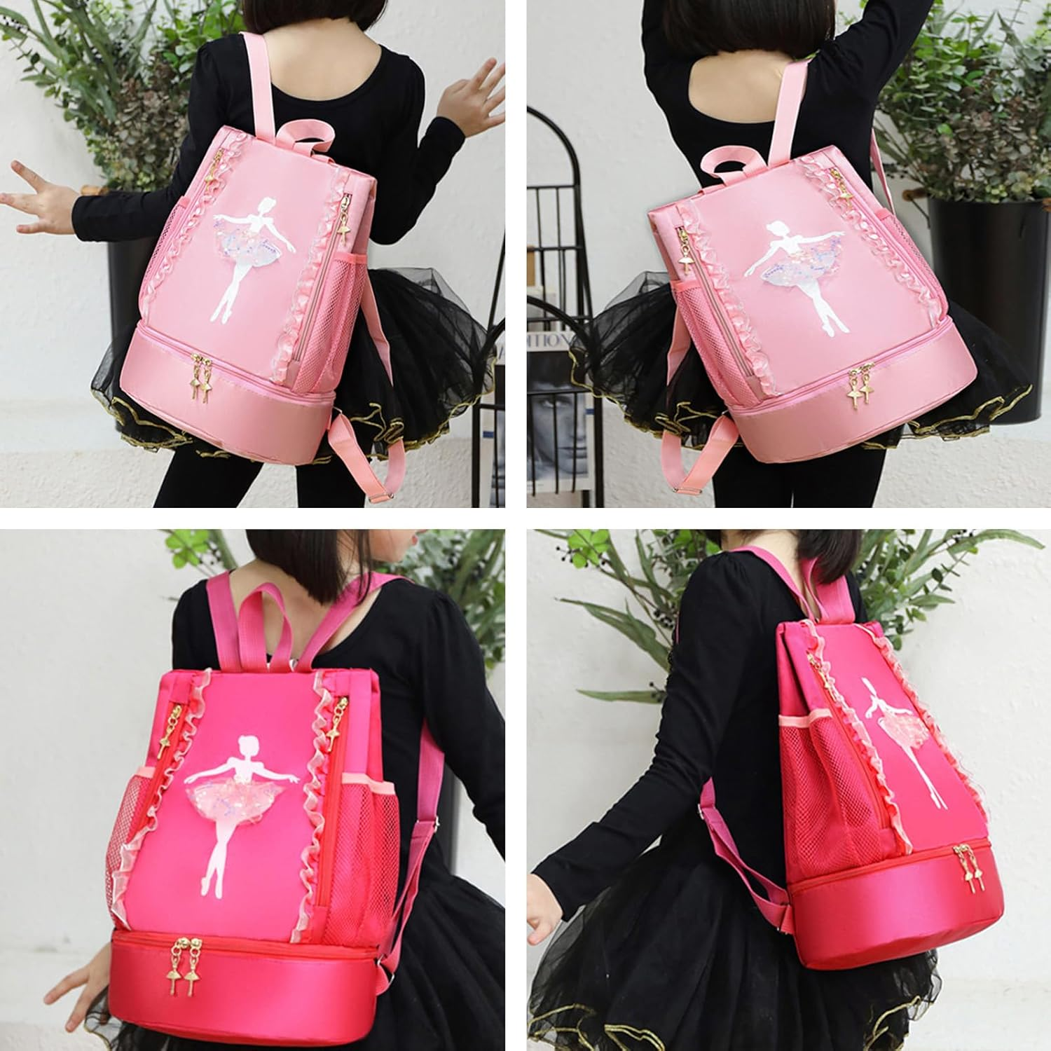 Ballet Dance Backpack with Separate Shoe Compartment,Ballet Dance Bag,Ballerina Bag for Dancer, Small Duffle Bag for Girl - Purple image number 5