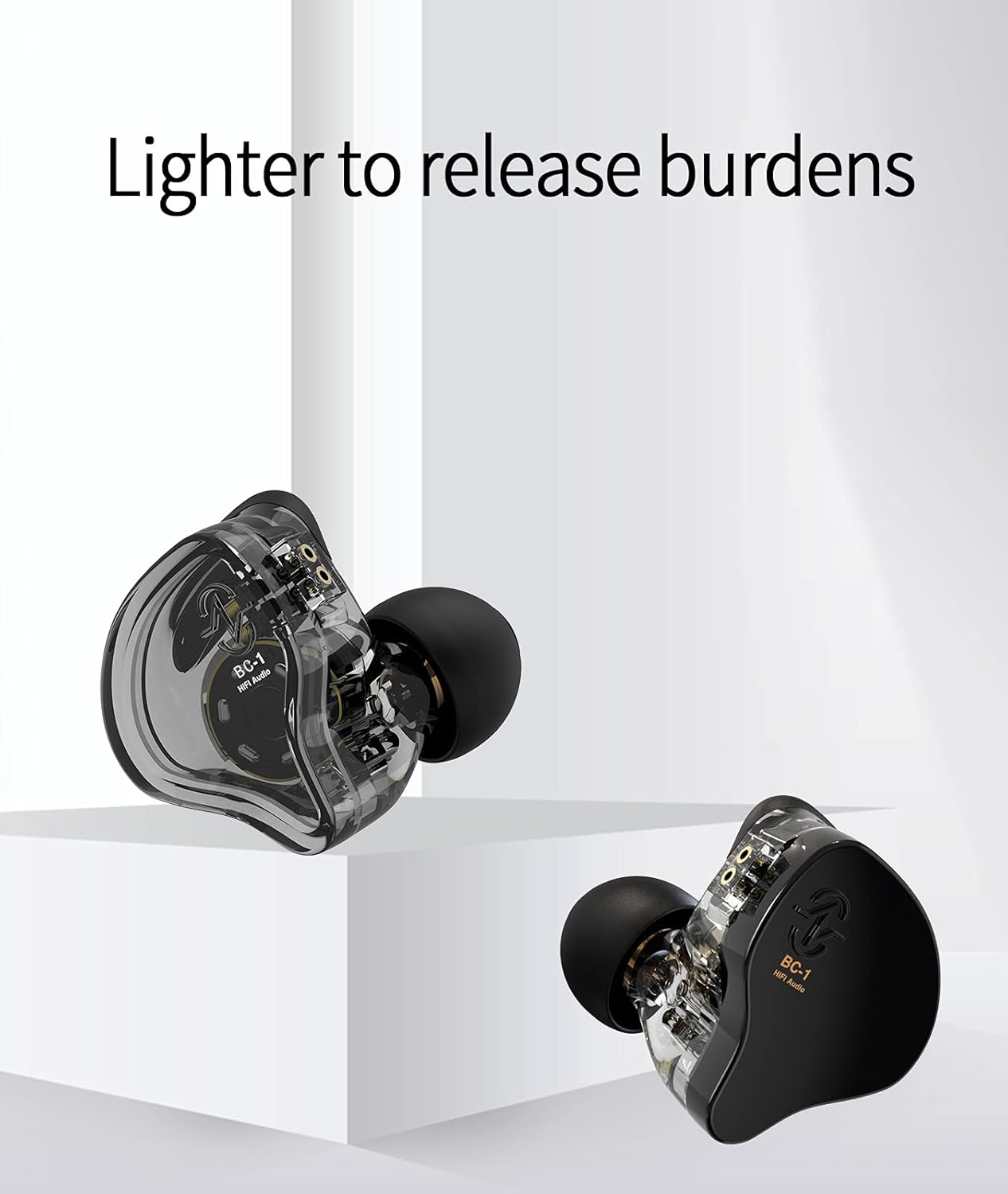 CCZ Melody in Ear Headphones Dynamic Hybrid Dual Driver 1BA+1DD in Ear Monitor Hifi Headphones Musicians IEM Upgrade Deep Bass Suitable for Bass Vocals Pop Folk ACG (No Mic, Transparent Black) image number 3