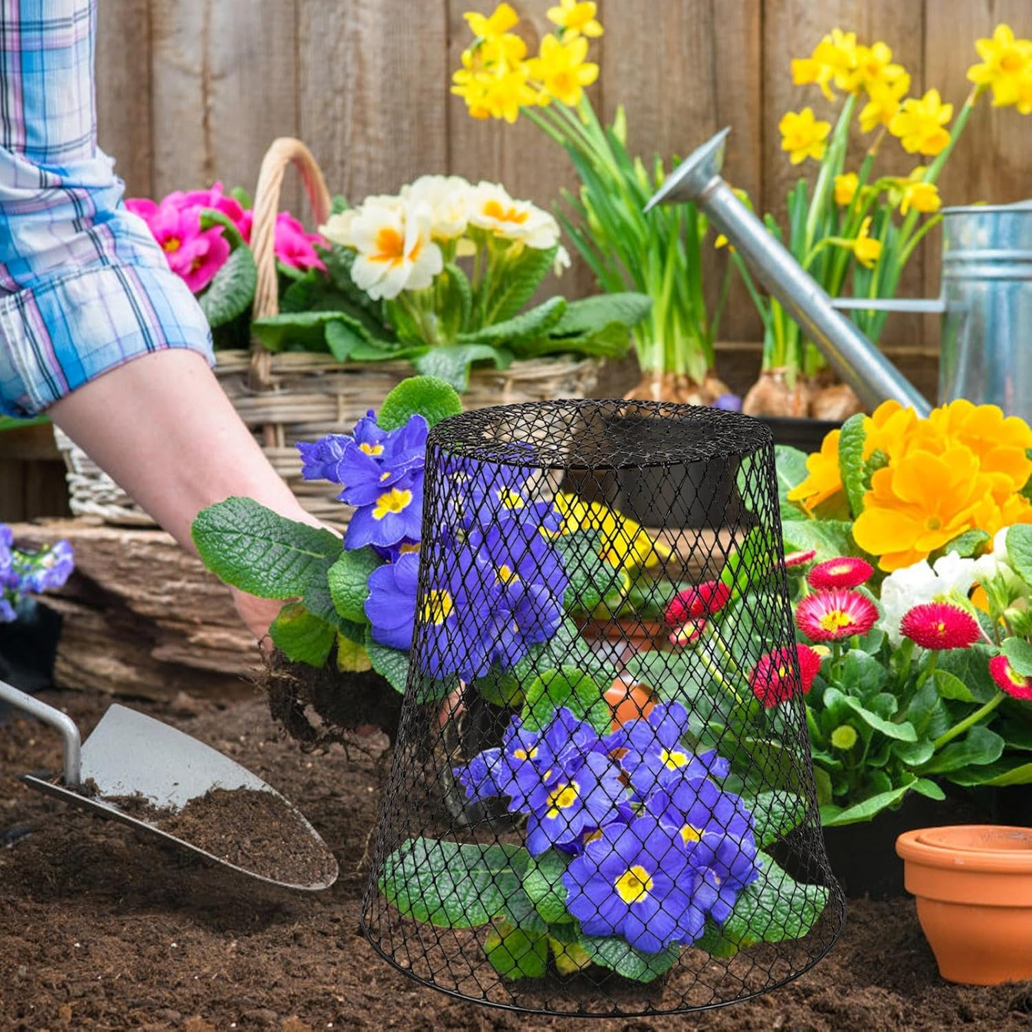 Garden Cloches for Plants - Plant Protectors for Garden,Protectors Metal Wire, Ultimate Protection from Animals, Sturdy Plant Cages for Outdoor - Black image number 5