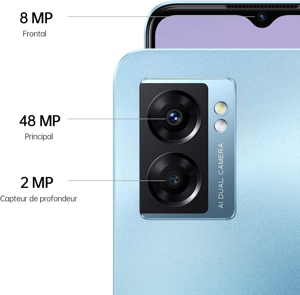 Oppo A77 Smartphone 5G Unlocked 6GB RAM + 128GB Expandable Memory AMOLED Display 90Hz 6.43" Camera 48MP Battery 5000Mah + Quick Charge 33W Stereo Speaker Blue image number 3