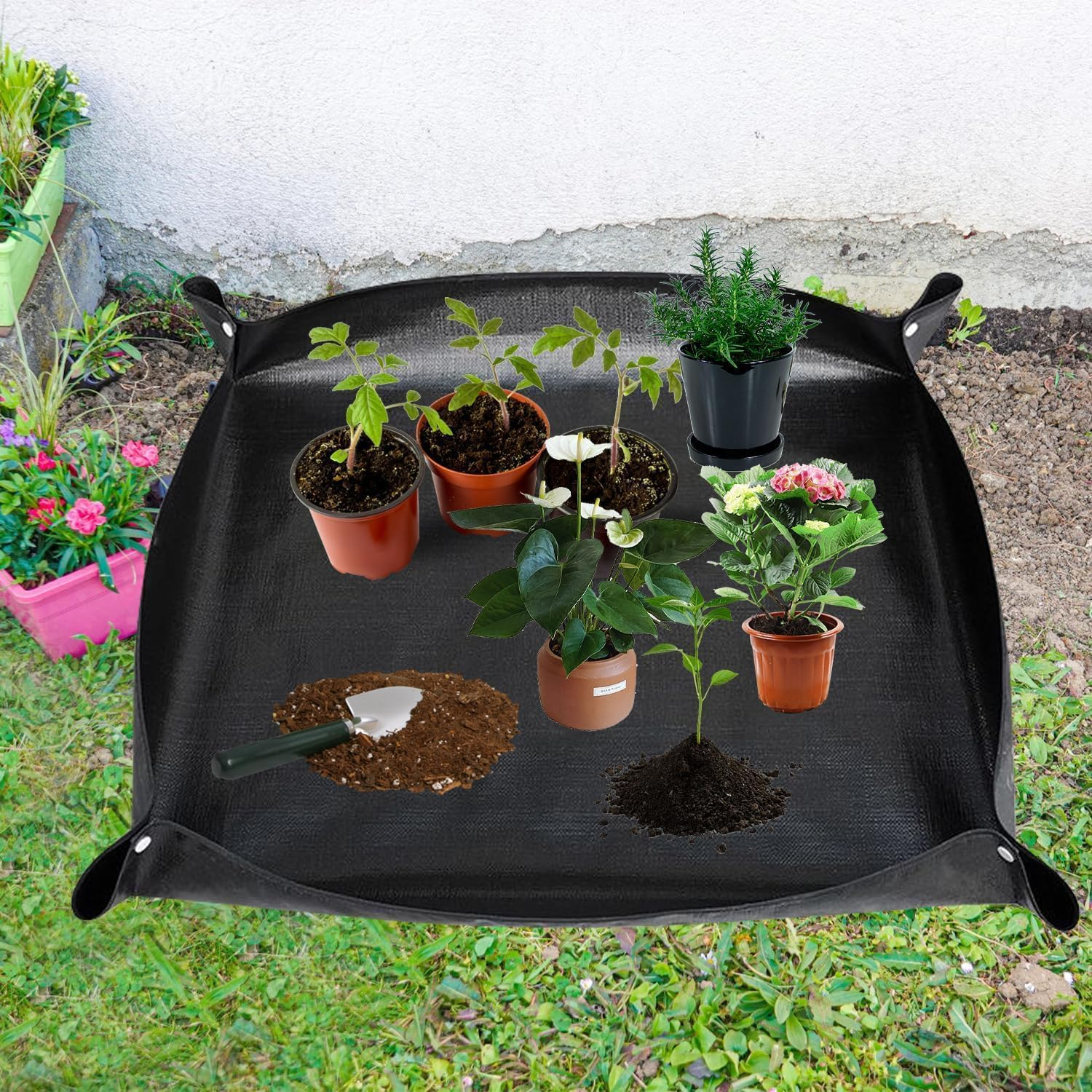 Plant Repotting Mat, 1Pc Waterproof Plants Transplanting Pot Tarp, Black Indoor Succulent Potting Mat,Waterproof Transplanting Pads Indoor Succulent Potting Pad,Plant Repotting Square Pad
