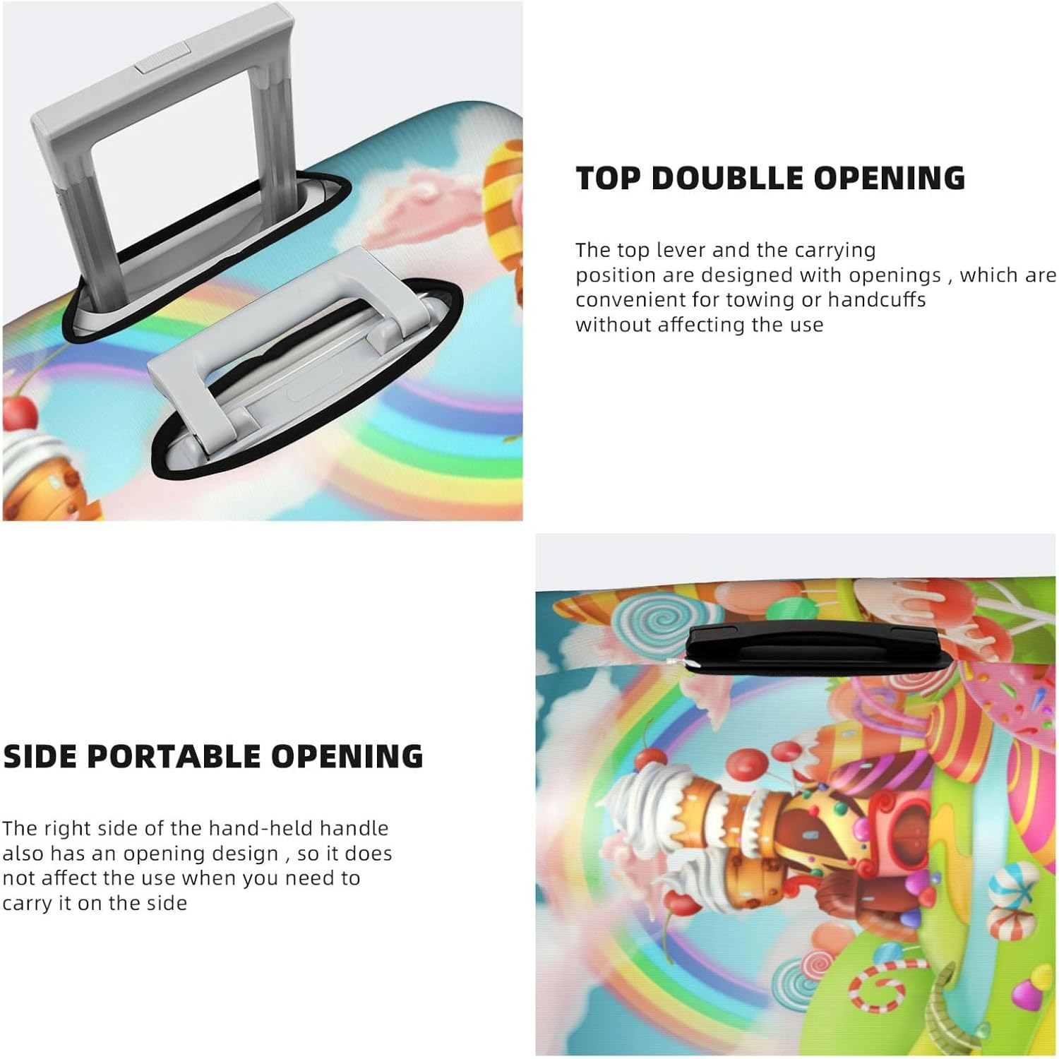 Obabo Grape Travel Luggage Cover,Washable Suitcase Cover Protector Anti-Scratch Suitcase Cover Fits 18-32 In, Candy Land, X-Large image number 3