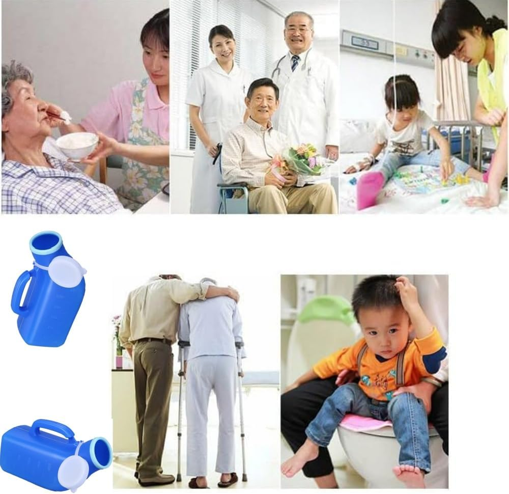 Men'S Portable Urinal with Lid, Spill Proof Urine Bottles for Men for Travel, Hospital and Home Care(Blue)