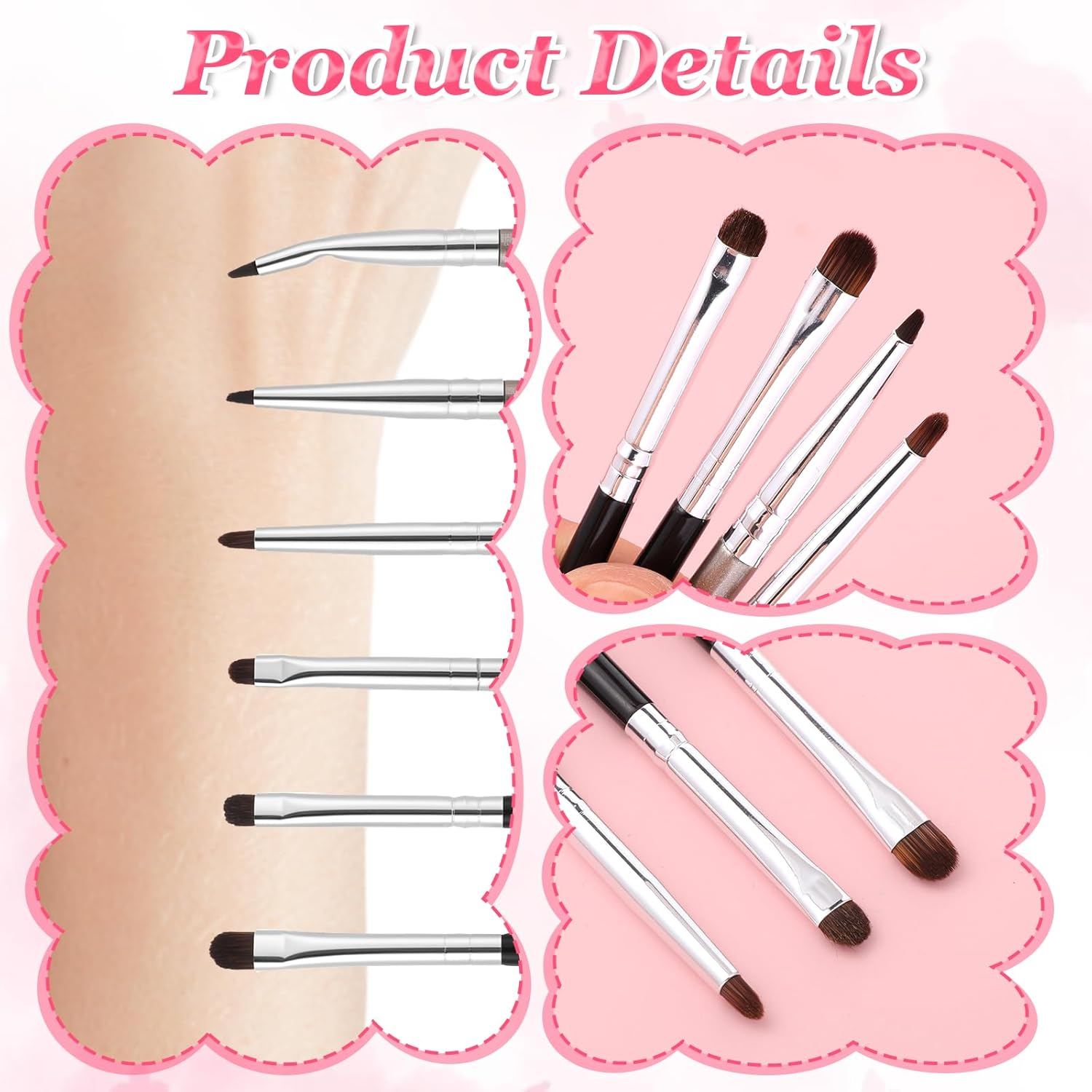 6 PCS Small Eyeshadow Brushes, Eye Makeup Brush Sets, Mini Smudge Brush for Eyeliner for Creasing Eye Makeup, Gel, Cream Liquid Concealer, Highlighter, Eyeliner Blending, Detail Brushes image number 4