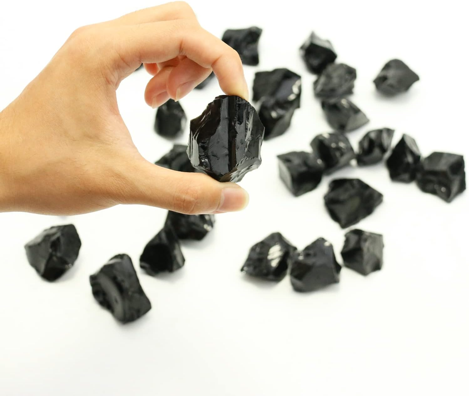 Black Obsidian Crystal Rocks, Black Stones Bulk for Wicca, Reiki, and Energy Healing Crystals, Witchcraft Supplies, Rocks for Tumbling, Calcite Crystal, Hypnotic Gems(1 Lb) image number 5