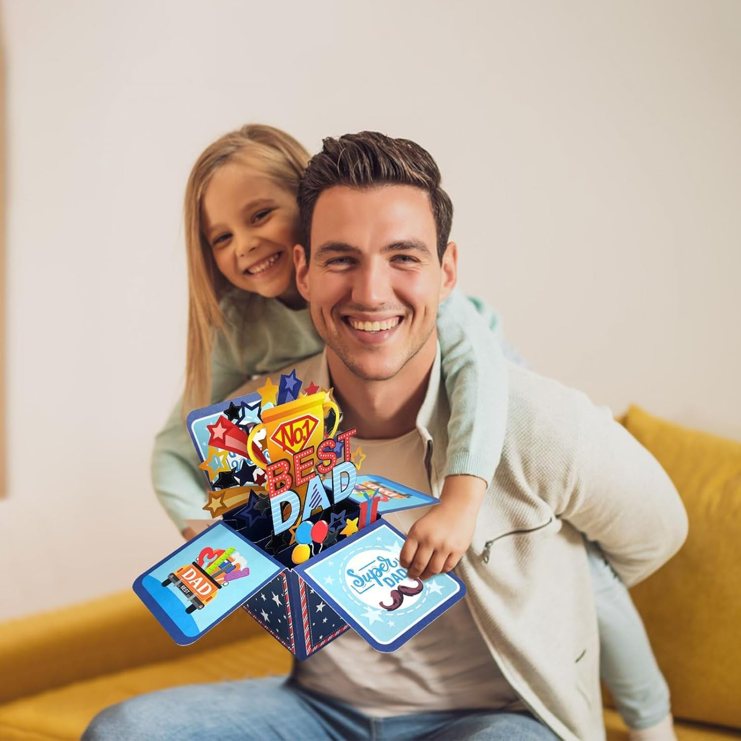 Fathers Day Greeting Card,Pop up Card 3D &ldquo;Best Dad&rdquo;, Gift Birthday, Surprise Effect Birthday Card, Father'S Day, Thank You Cards with Envelopes