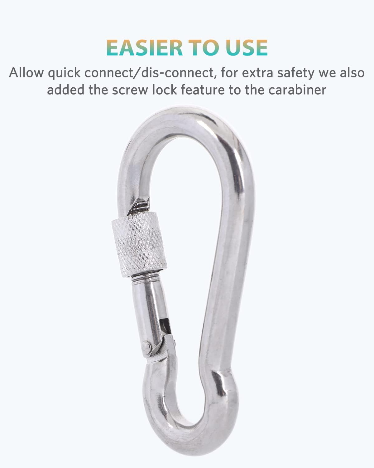 Carabiner Clips, 316 Stainless Steel Carabiner Clip, Heavy Duty Carabiner Hooks, Keychain Carabiners, Multi-Purpose Spring Snap Hook for Dog Leash, Outdoor Camping, Swing, Hammock image number 5