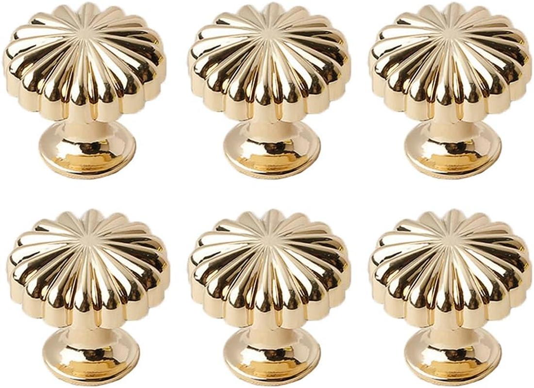 10 Pack Gold Cabinet Knobs 1.18" Brushed Gold Drawer Knobs Zinc Alloy Single Hole Pulls for Dresser 30Mm Flower Cupboard Handles for Kitchen Wardrobe Bathroom Hardware