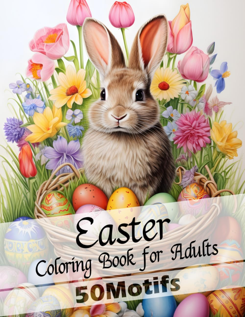 Easter Coloring Book for Adults with 50 Beautiful Easter Motifs, Including Eggs, Bunnies, Flowers, and More. a Coloring Book for Adults and Teenagers ... Gift for Yourself or for Your Loved Ones.