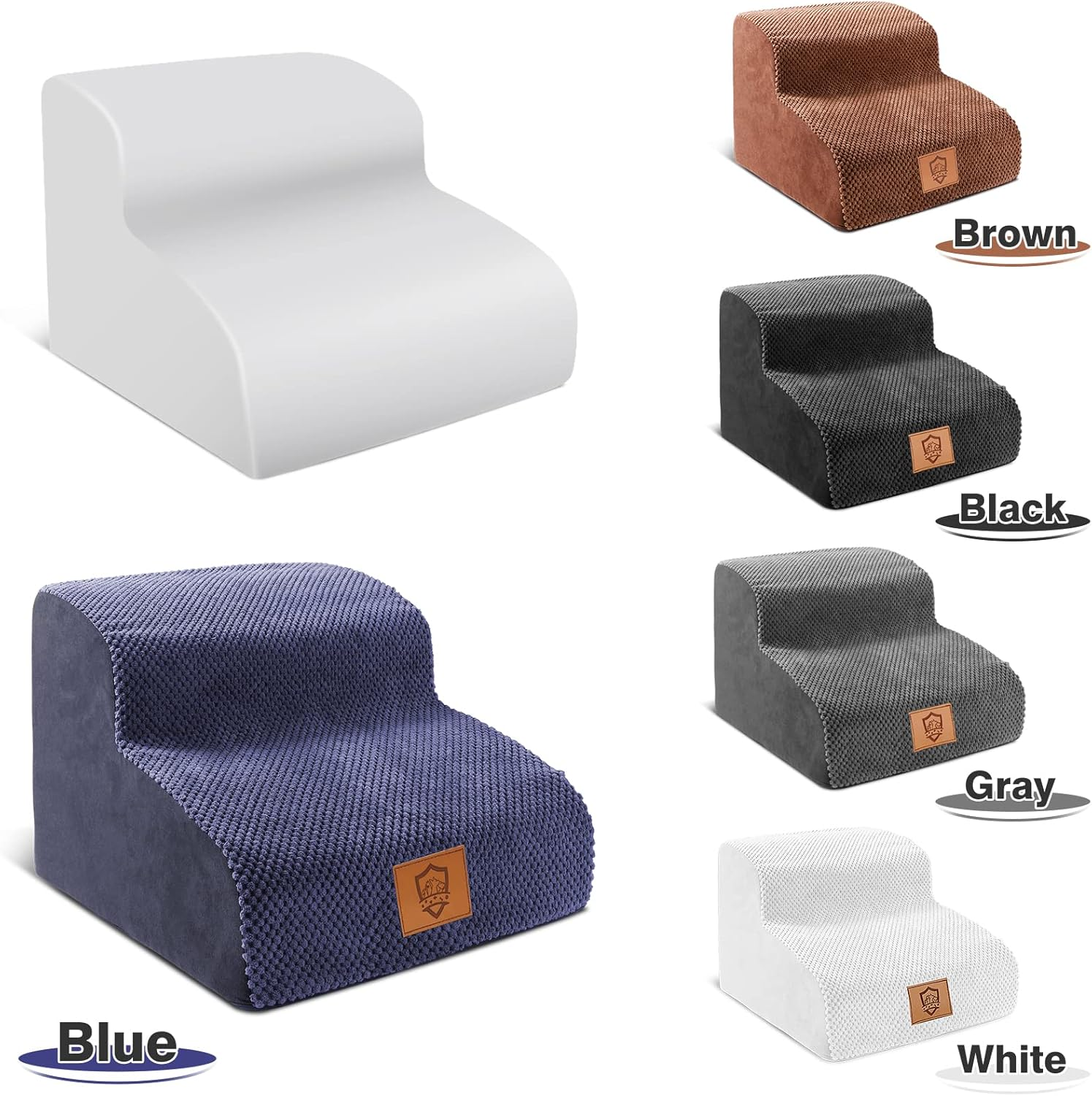 Replacement Cover for Pet Steps, Compatible with Kphico 2 Tier Foam Dog Stairs Ramps, 15.7" L X 15.7" W X 11.8" H, Waterproof Washable Cover for Small Dogs and Cats, Blue