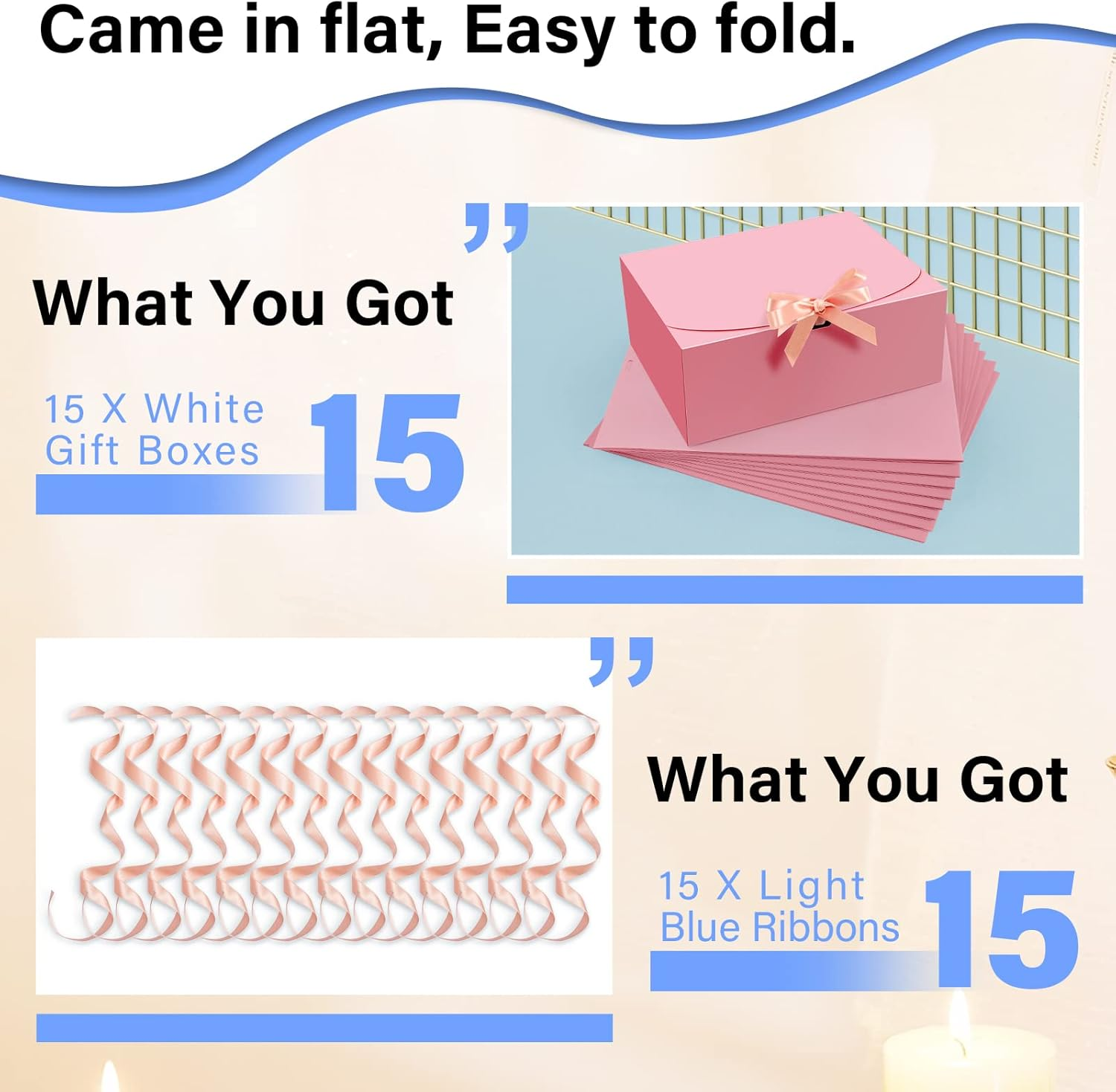 PEKGRIL 15 Pcs Gift Boxes with Lids, Pink 10X8X4 Inch Gift Boxes, Bridesmaid Proposal Box with Ribbon, Kraft Paper Boxes for Wedding, Packaging, Present, Birthday, Christmas, Party image number 1