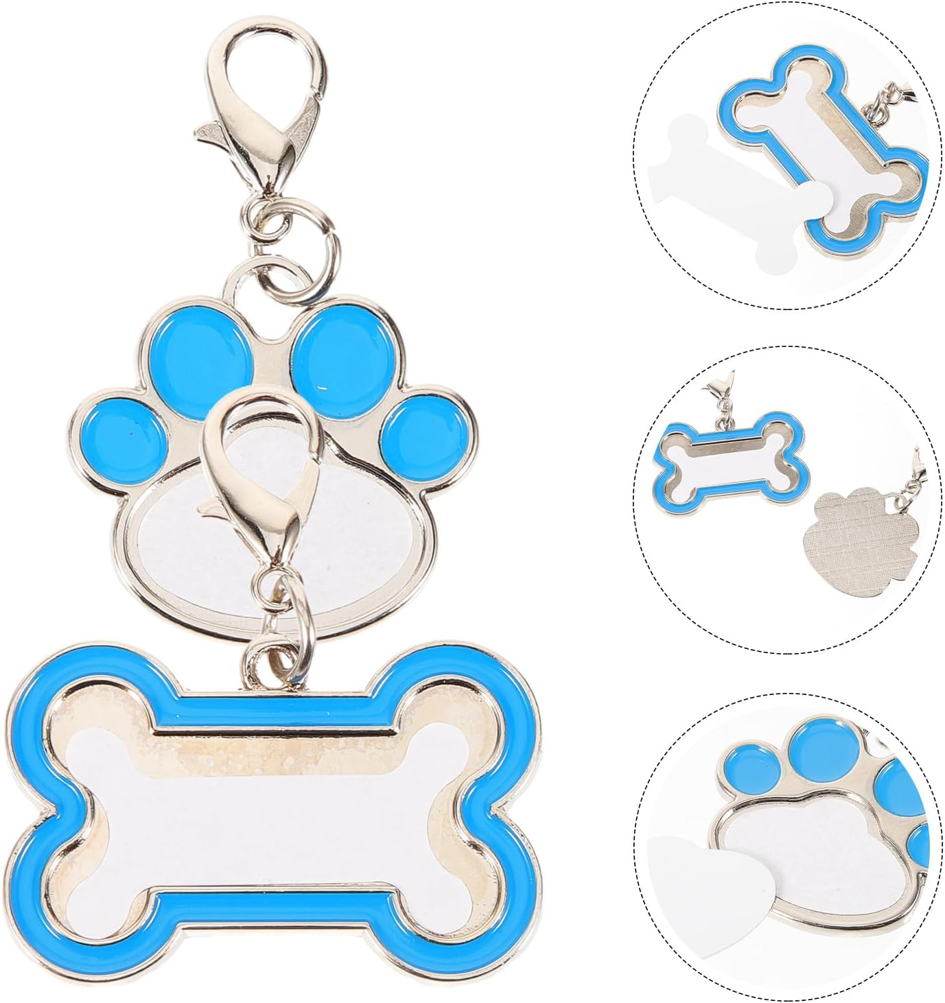 LUOZZY 4 Pcs Sublimation Blank Dog Tags Heat Transfer Puppy Kitten Tags Pendent Blank Craft Pet Tags Supplies - Blue image number 2
