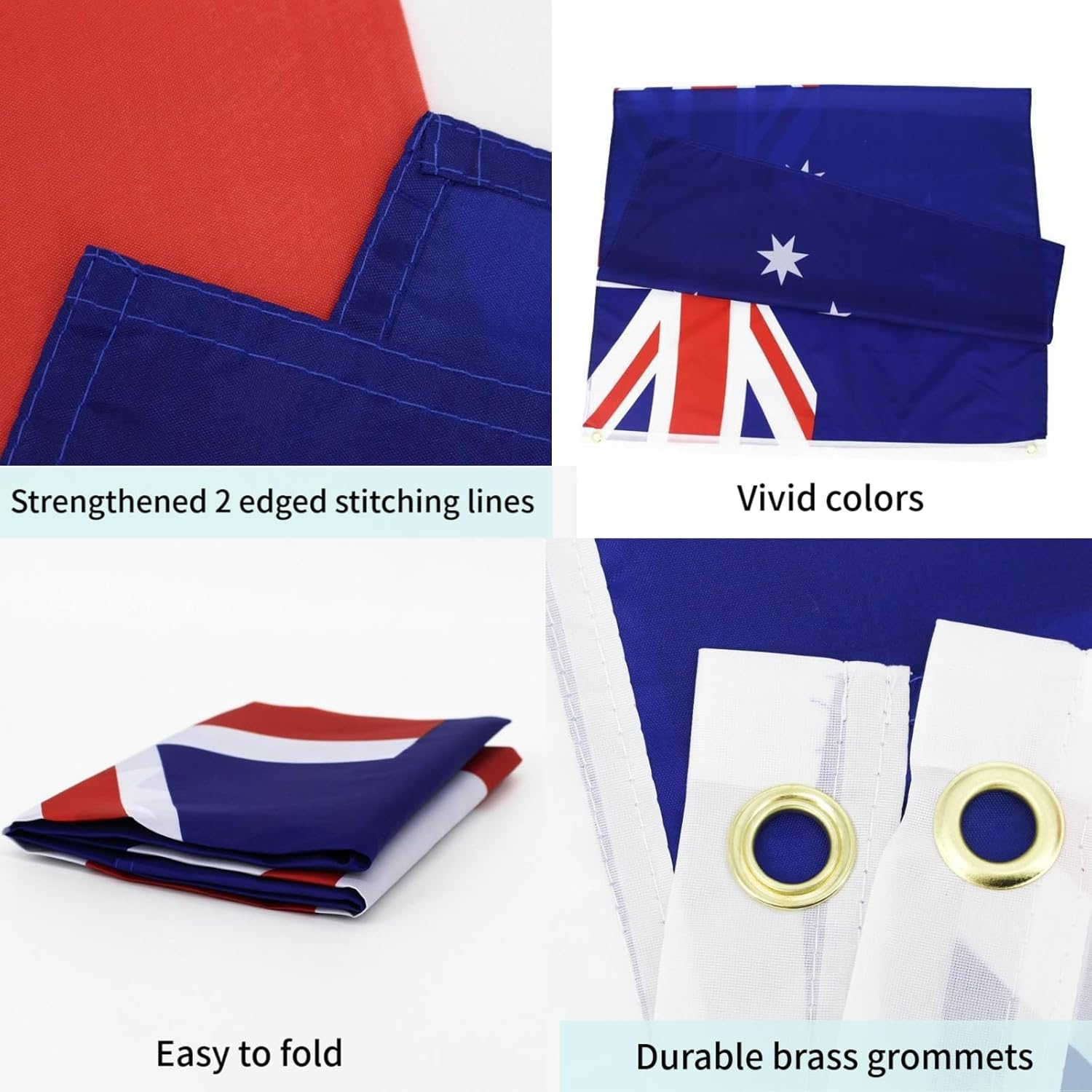 2 Pack 3 X 5 FT Australia Flags, Australian National Flags and Brass Grommets, Durable Polyester and UV Fade Resistant, Australia Flag for Indoor Outdoor Home Garden Decoration image number 6